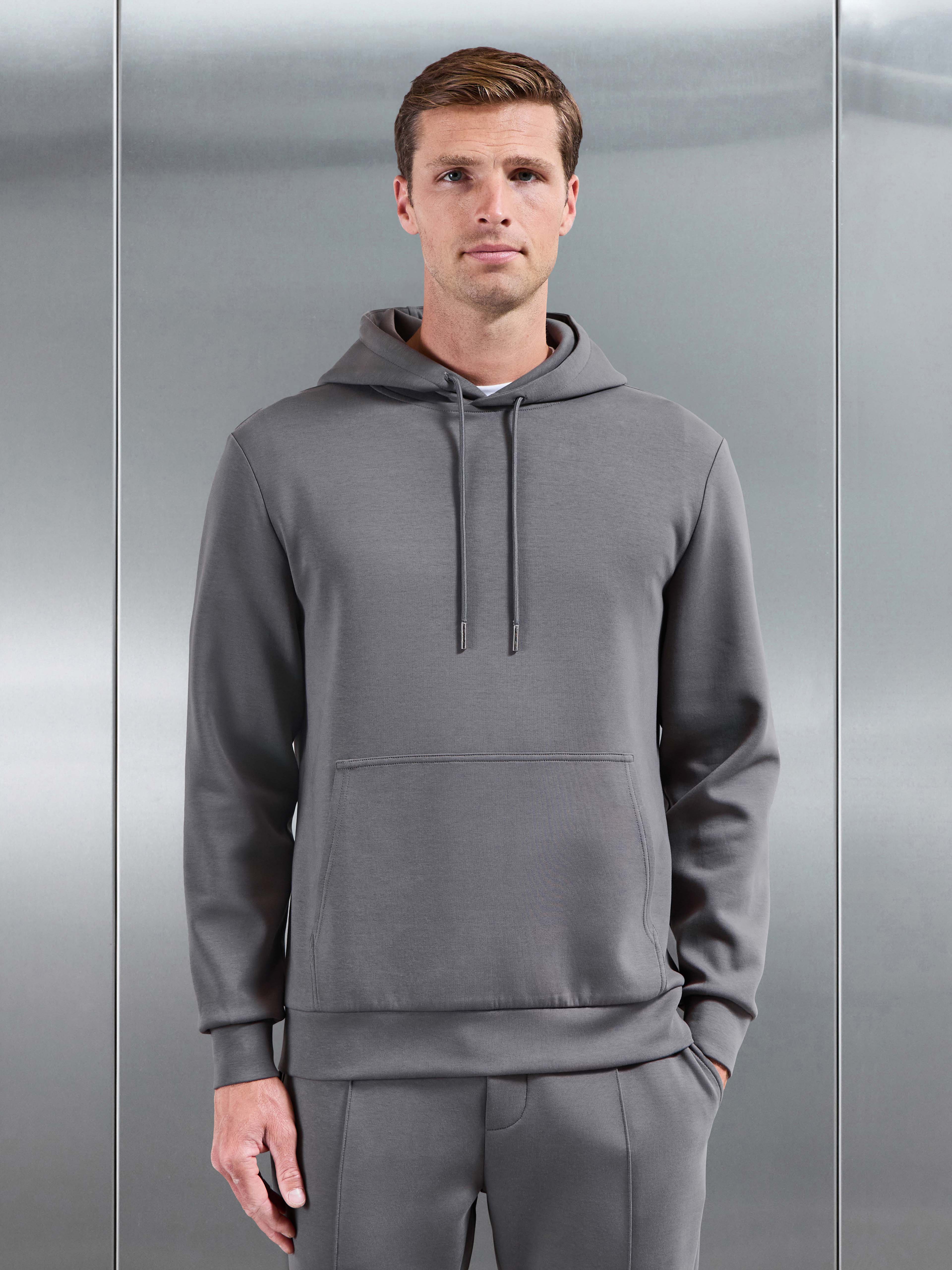 Interlock Jersey Hoodie in Charcoal