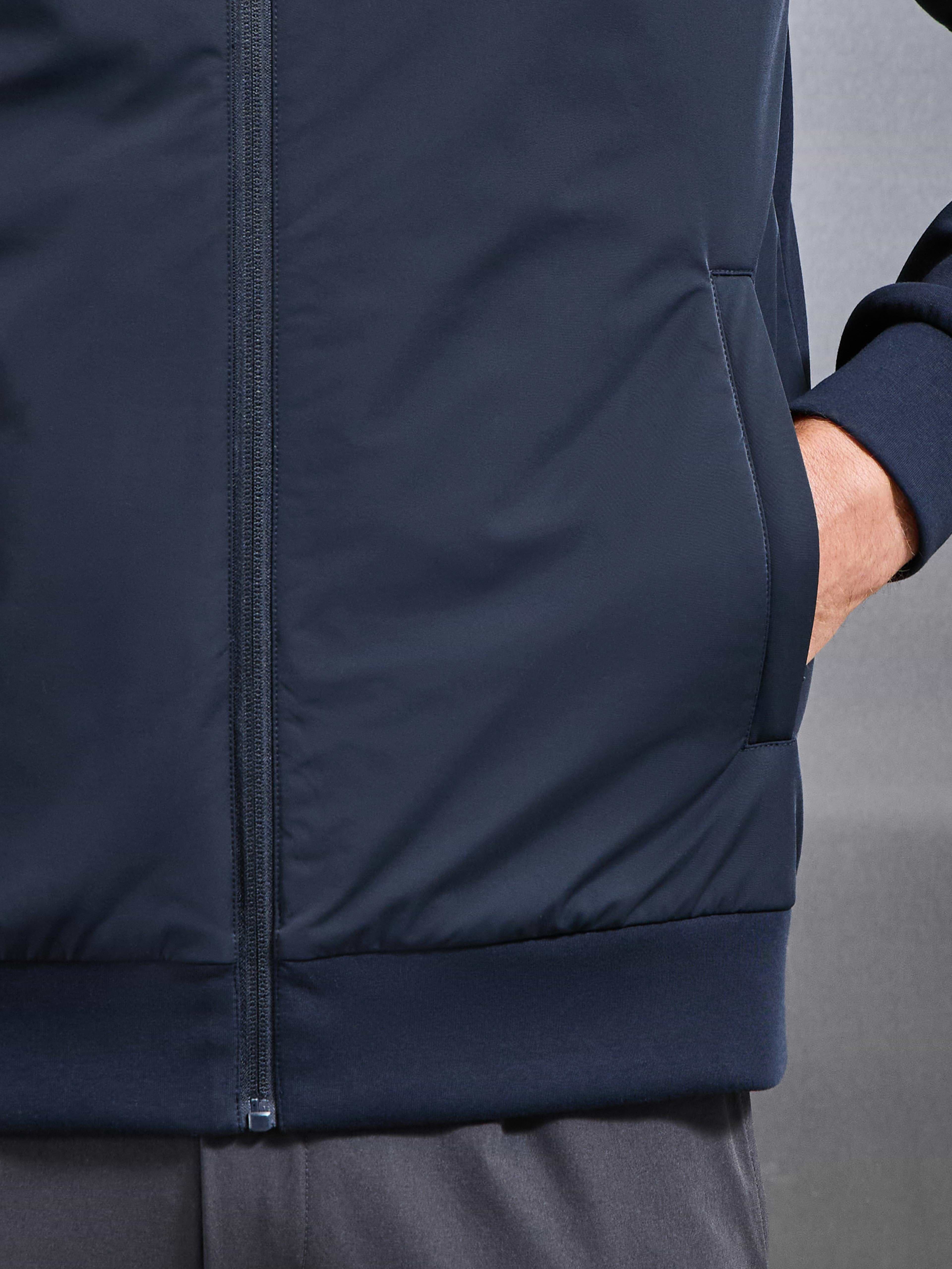 Interlock Jersey Hybrid Technical Windbreaker in Navy