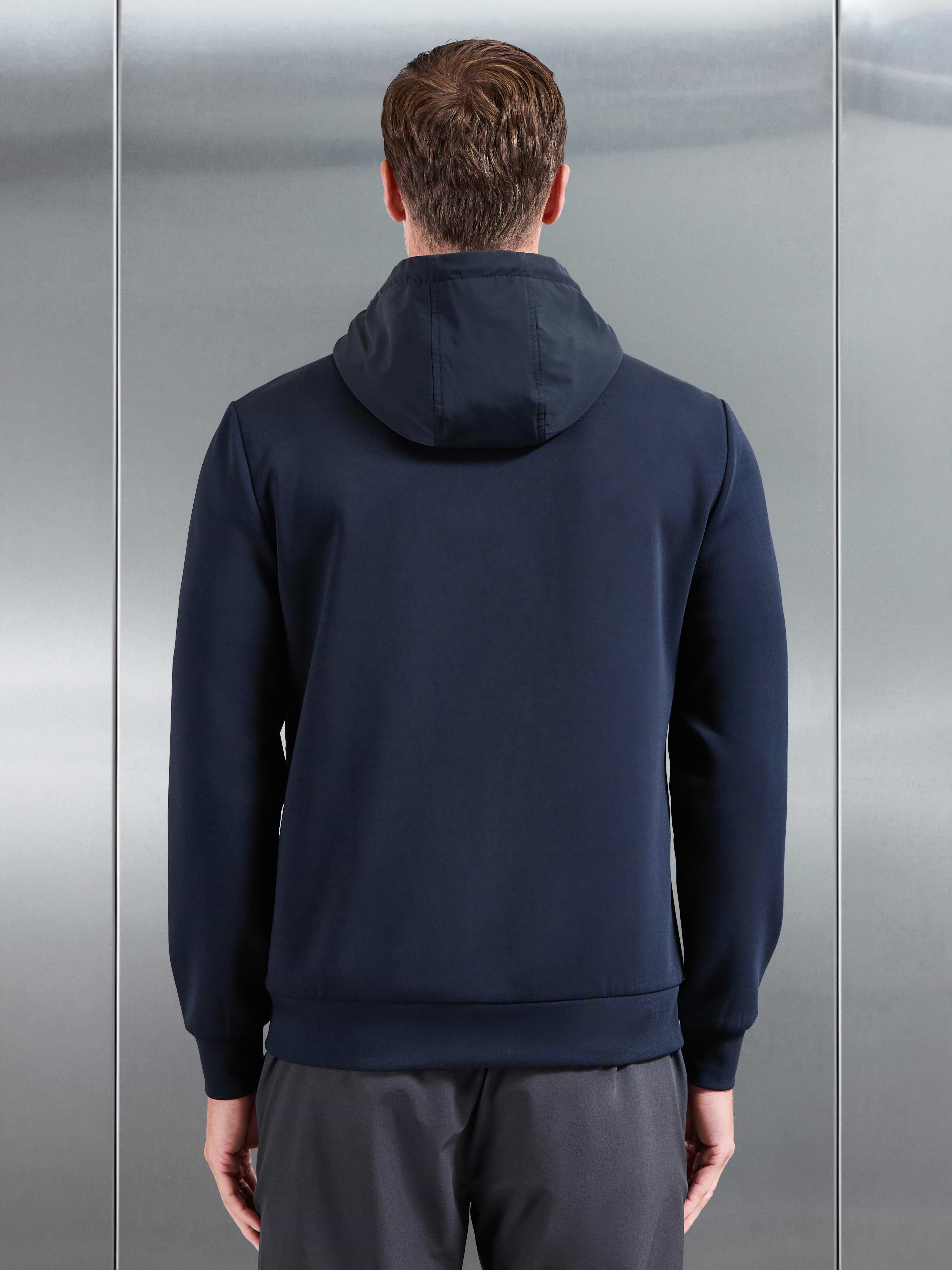 Interlock Jersey Hybrid Technical Windbreaker in Navy