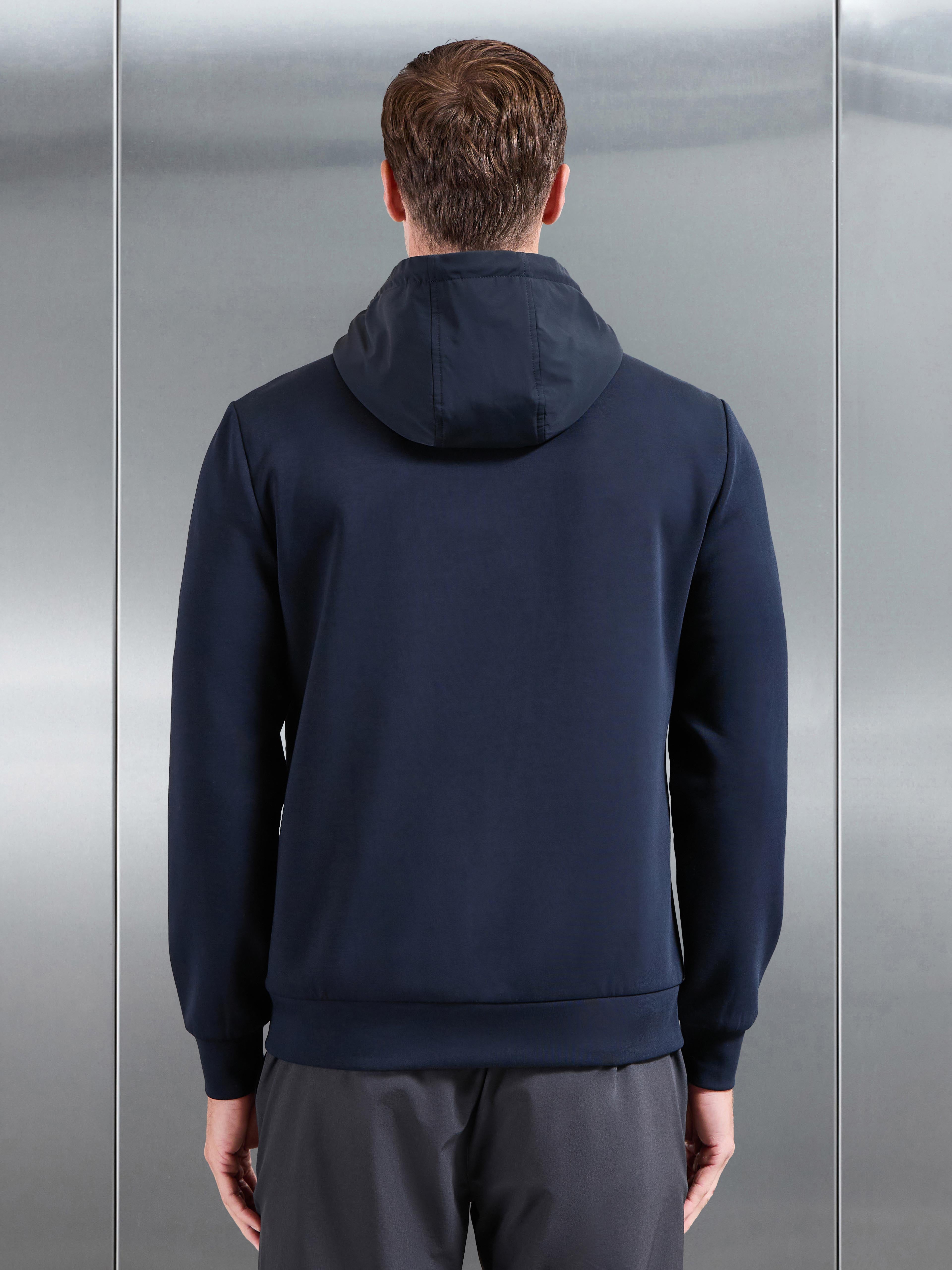 Interlock Jersey Hybrid Technical Windbreaker in Navy