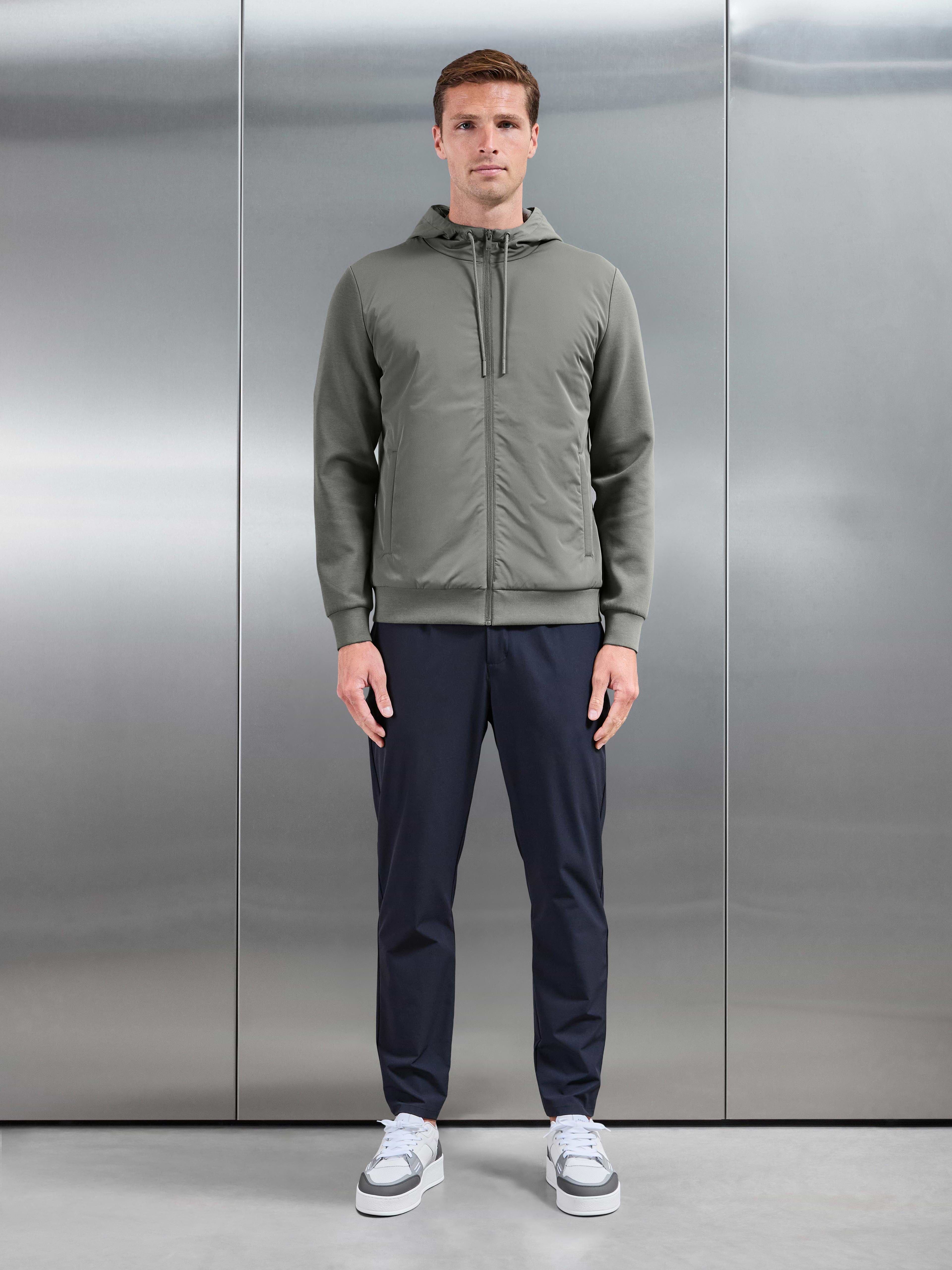 Interlock Jersey Hybrid Technical Windbreaker in Sage
