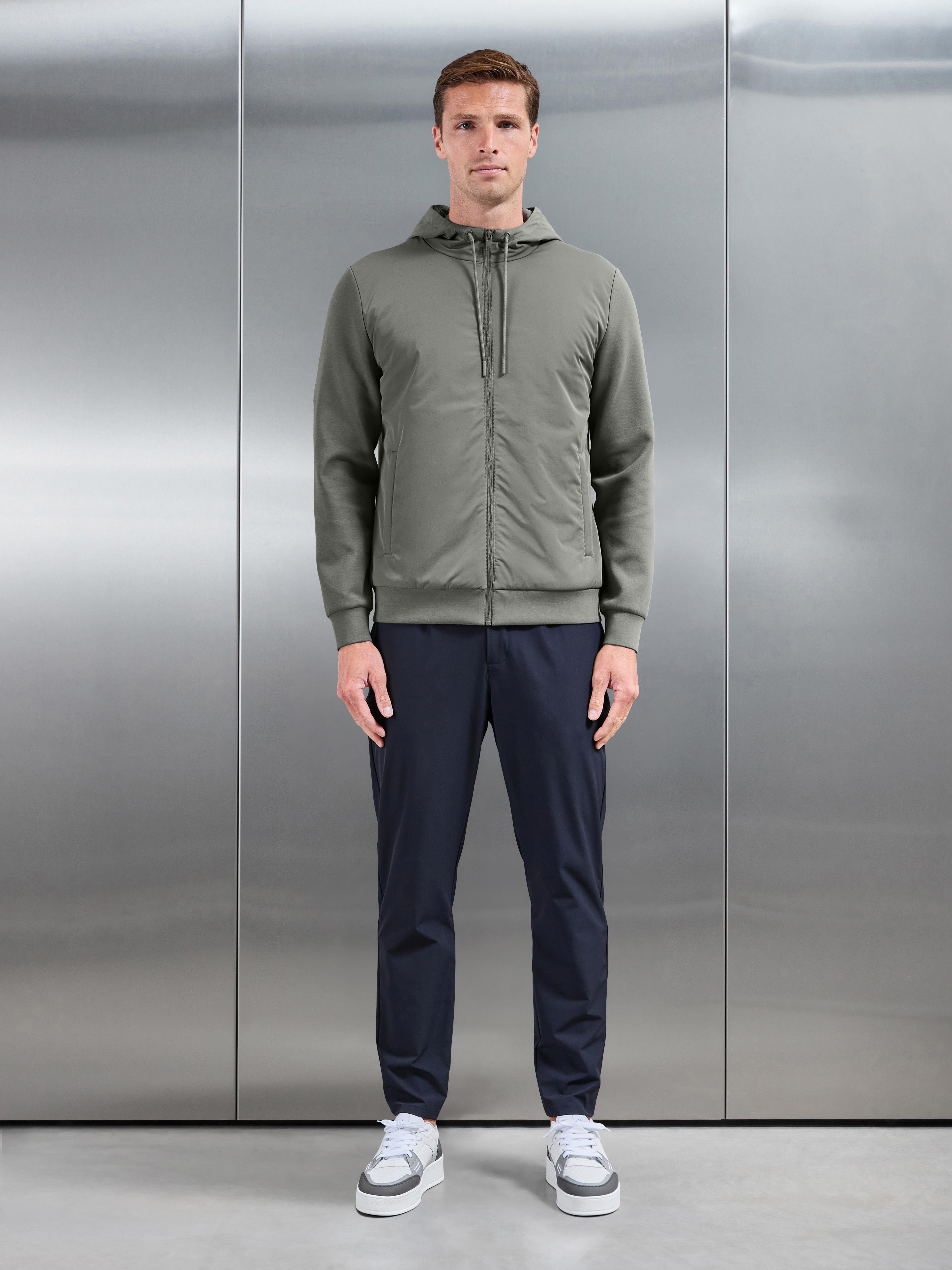Interlock Jersey Hybrid Technical Windbreaker in Sage