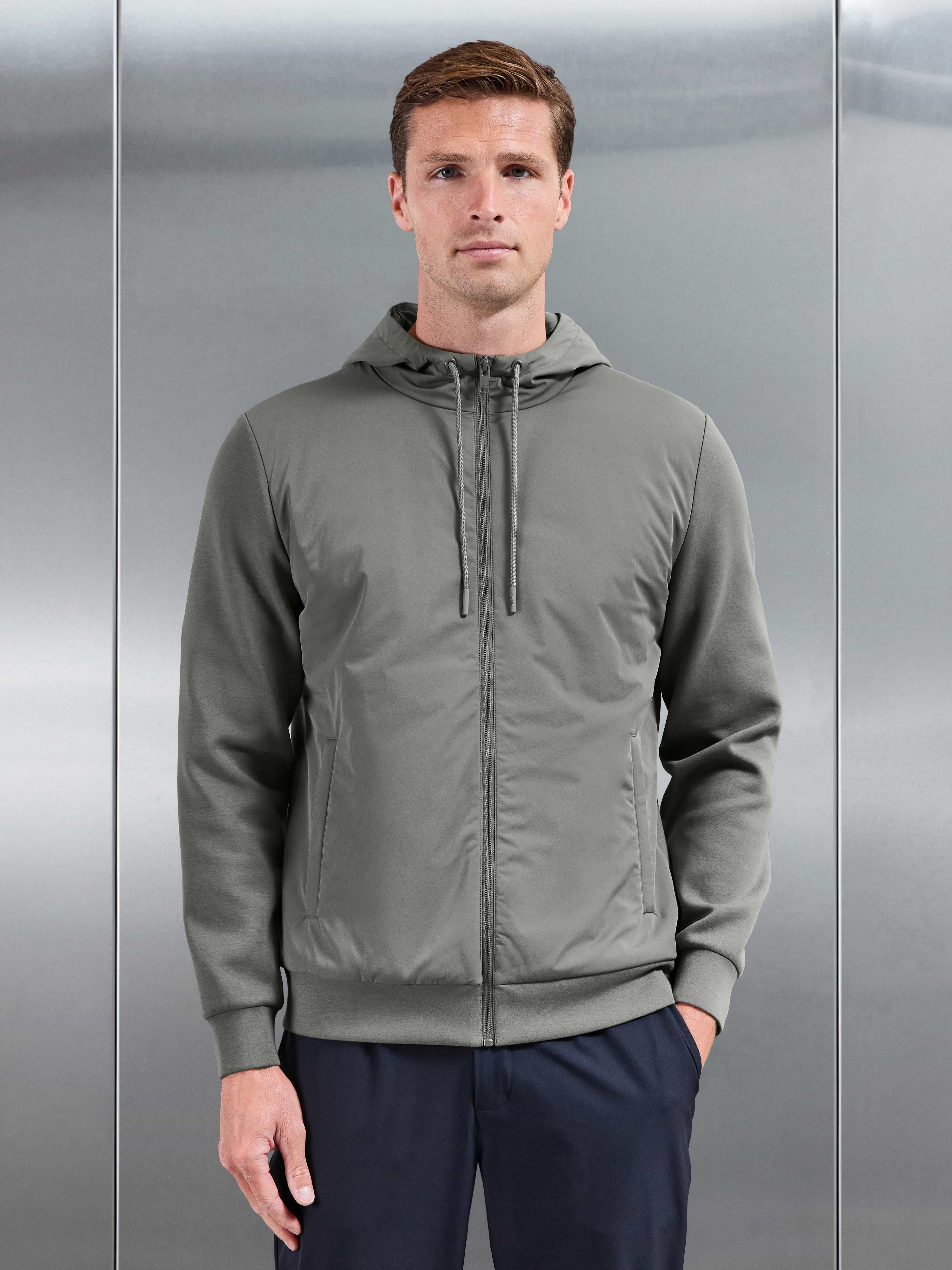 Interlock Jersey Hybrid Technical Windbreaker in Sage