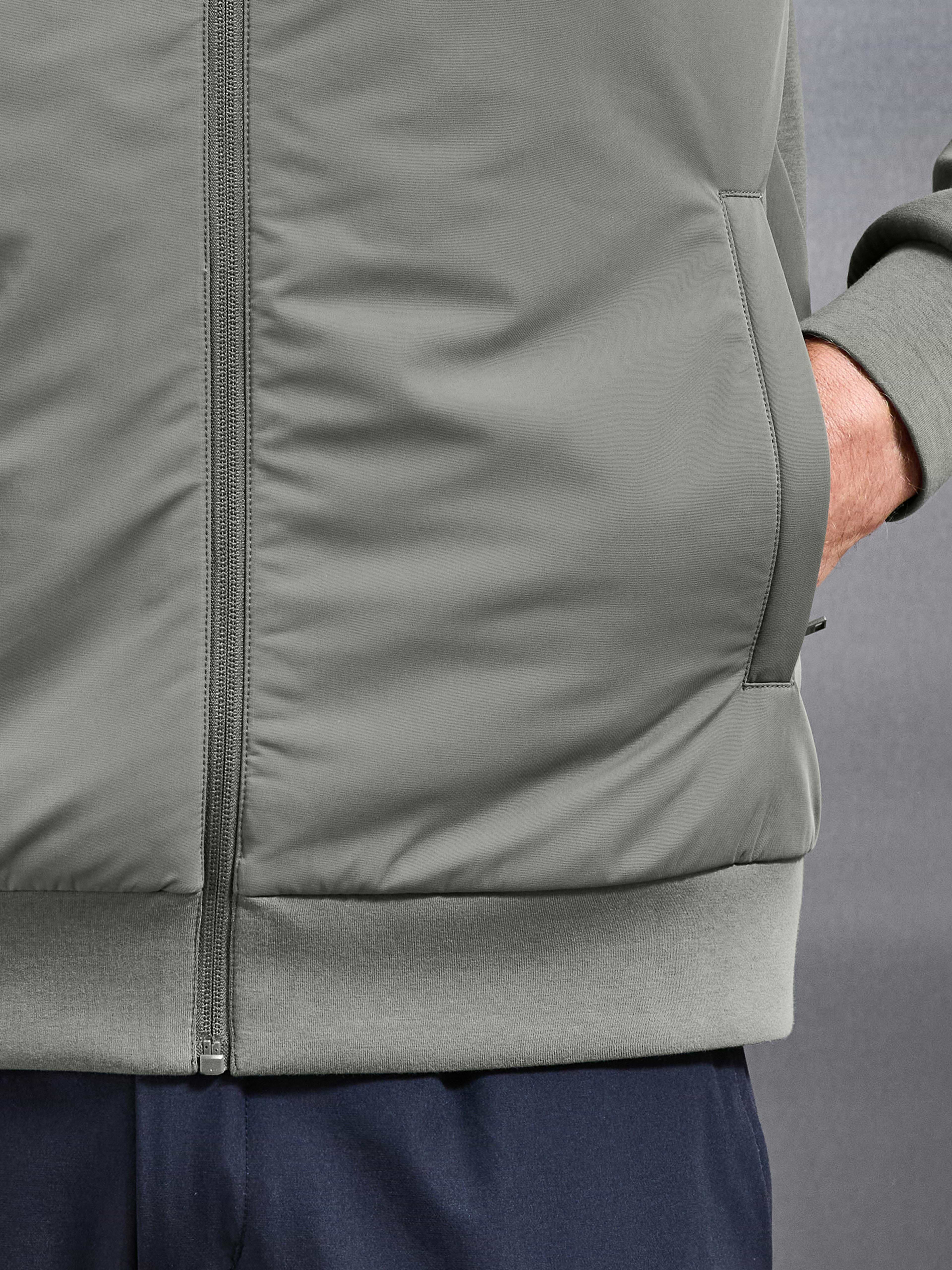 Interlock Jersey Hybrid Technical Windbreaker in Sage