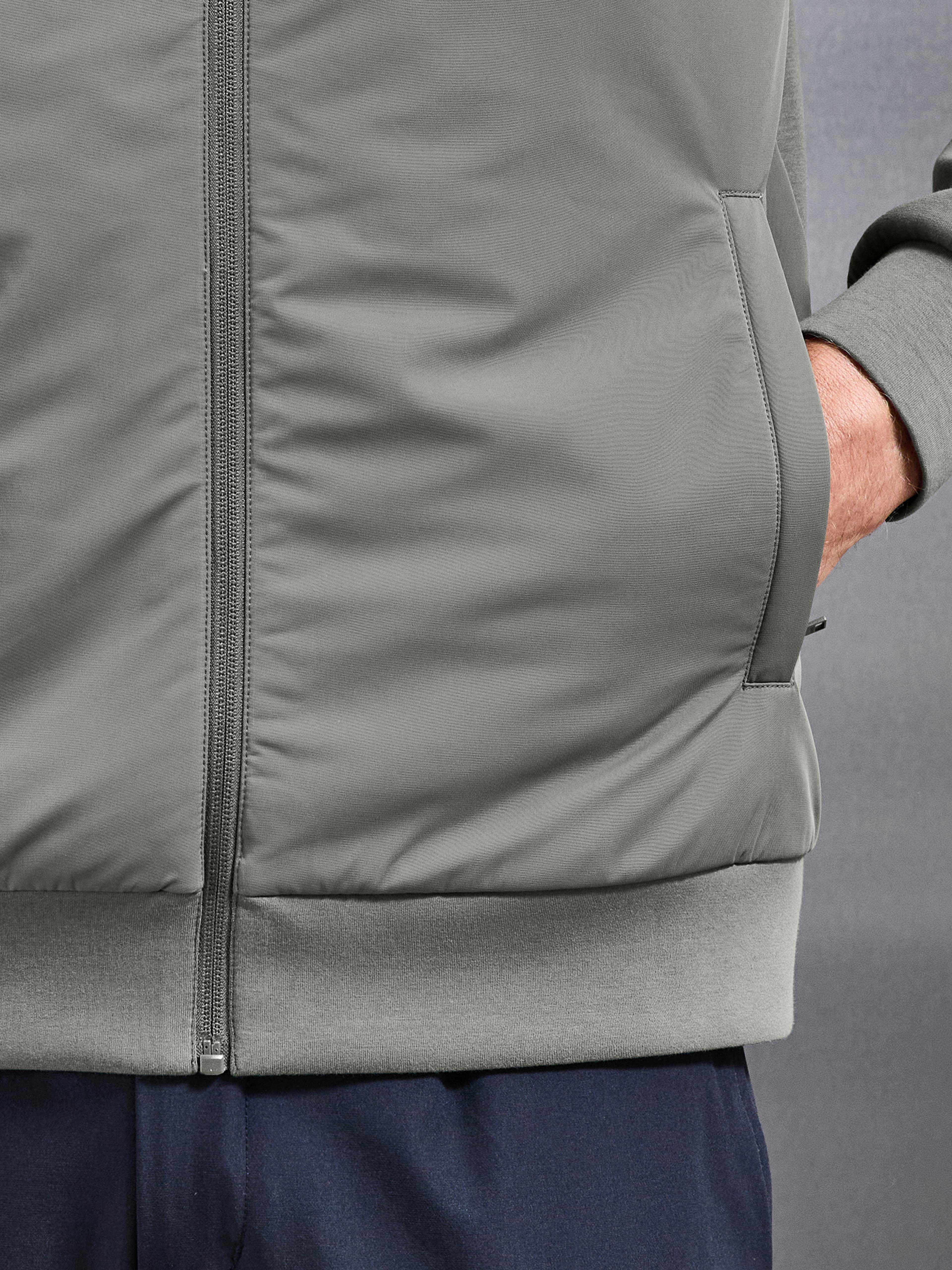 Interlock Jersey Hybrid Technical Windbreaker in Sage