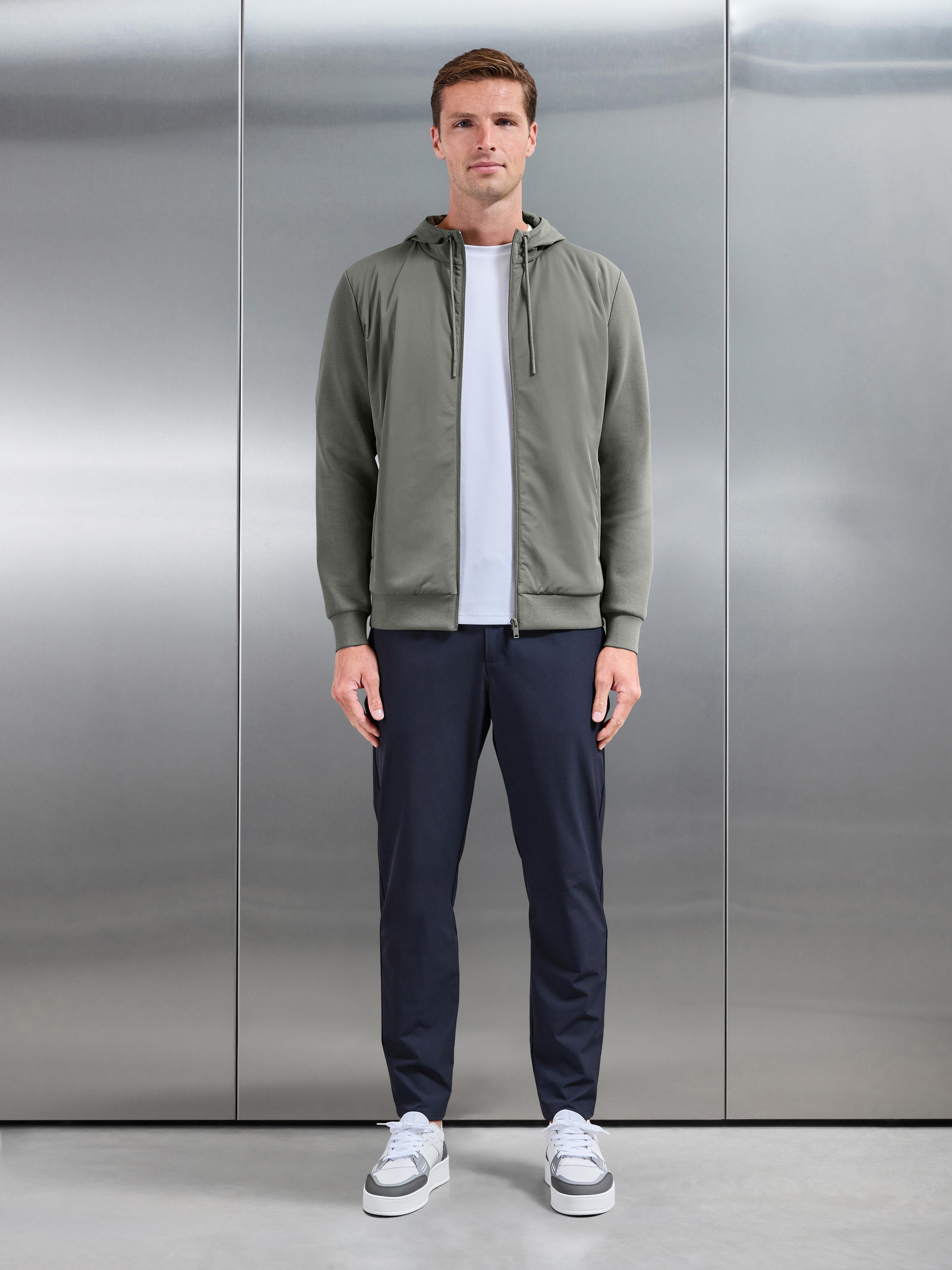 Interlock Jersey Hybrid Technical Windbreaker in Sage