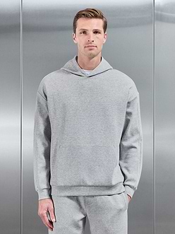 Interlock Jersey Piping Relaxed Hoodie in Marl Grey