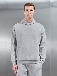 Interlock Jersey Piping Relaxed Hoodie in Marl Grey