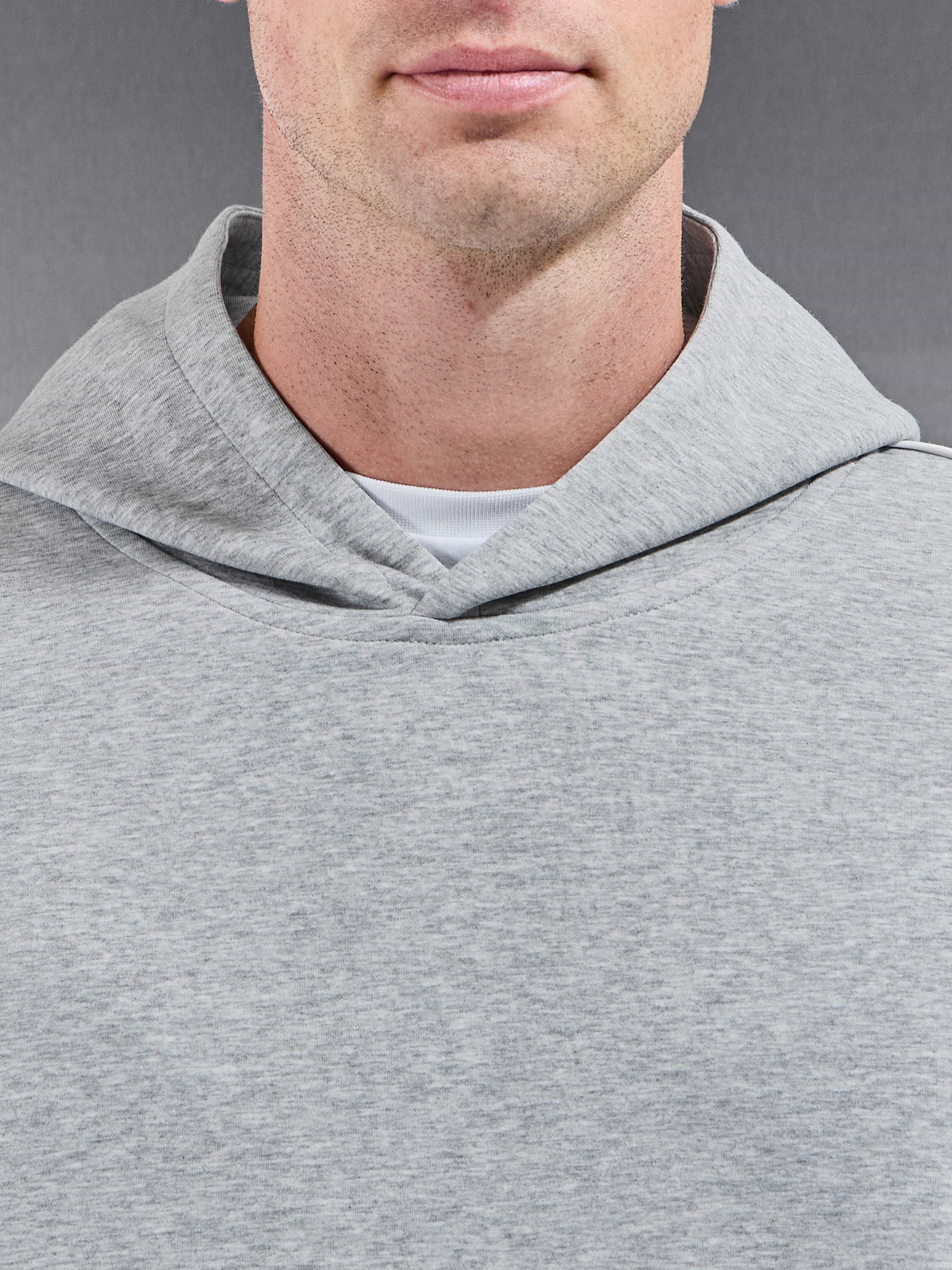 Interlock Jersey Piping Relaxed Hoodie in Marl Grey
