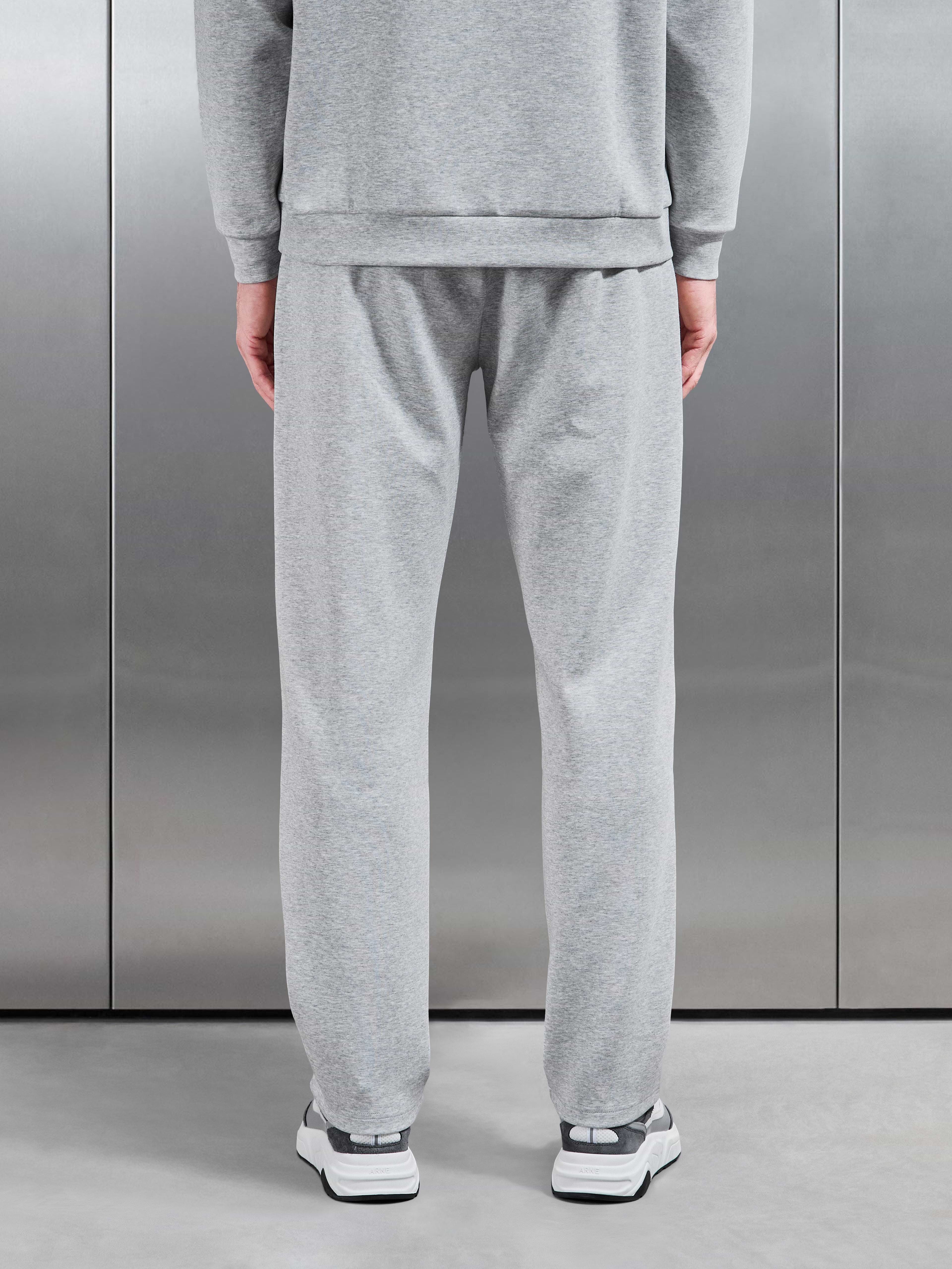 Interlock Jersey Piping Straight Leg Jogger in Marl Grey