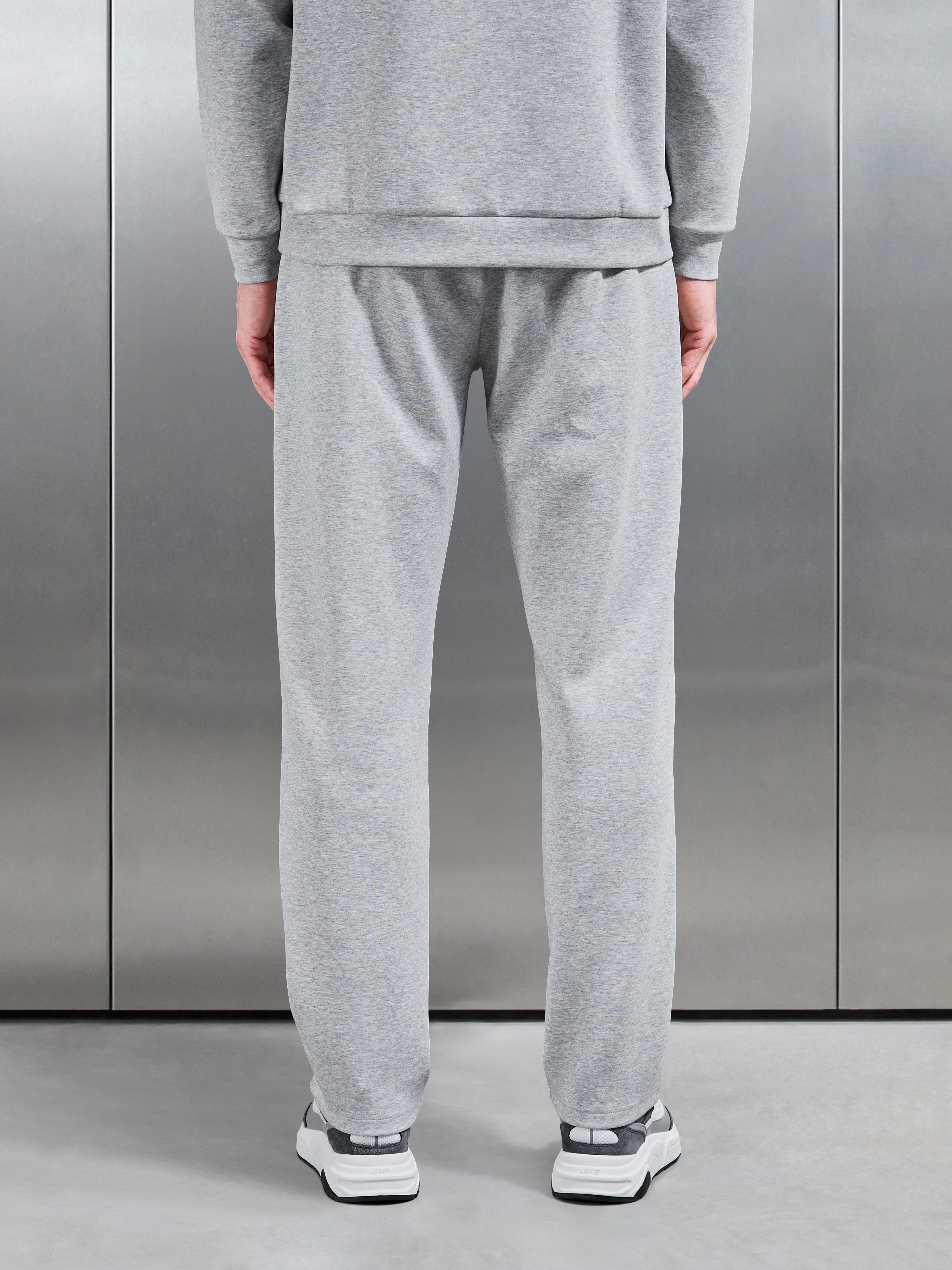 Interlock Jersey Piping Straight Leg Jogger in Marl Grey