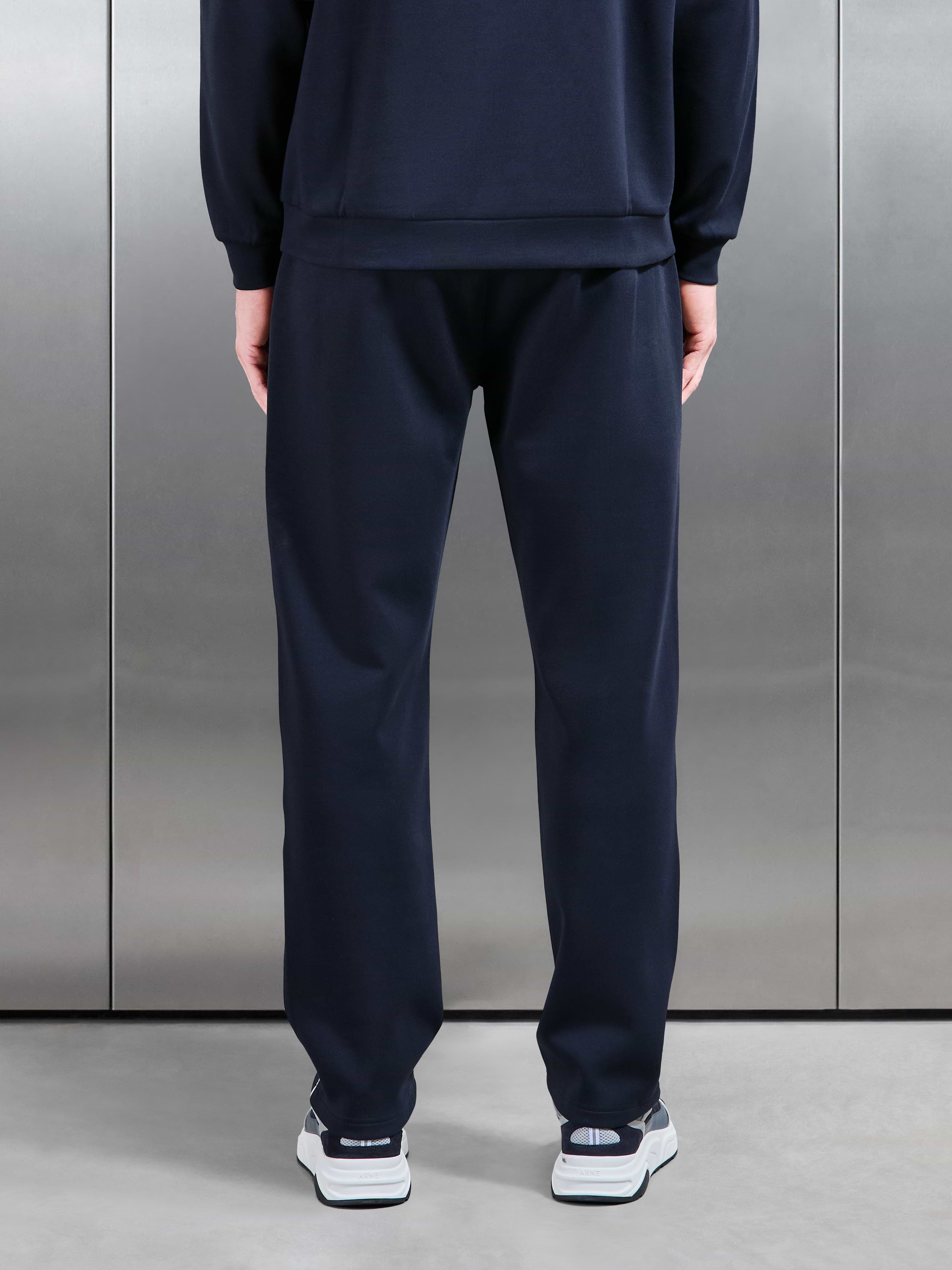 Interlock Jersey Piping Straight Leg Jogger in Navy