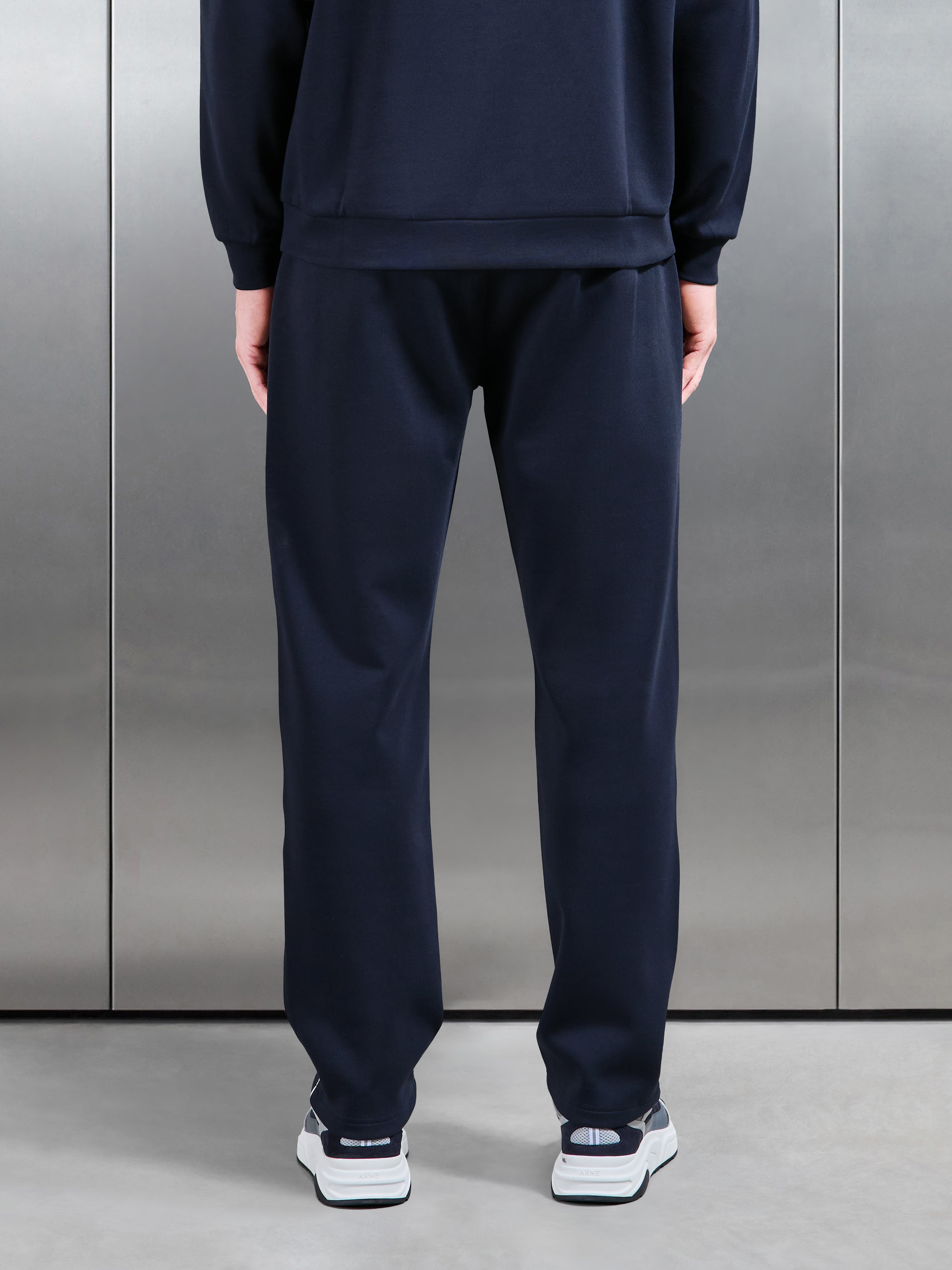 Interlock Jersey Piping Straight Leg Jogger in Navy