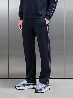 Interlock Jersey Piping Straight Leg Jogger in Navy