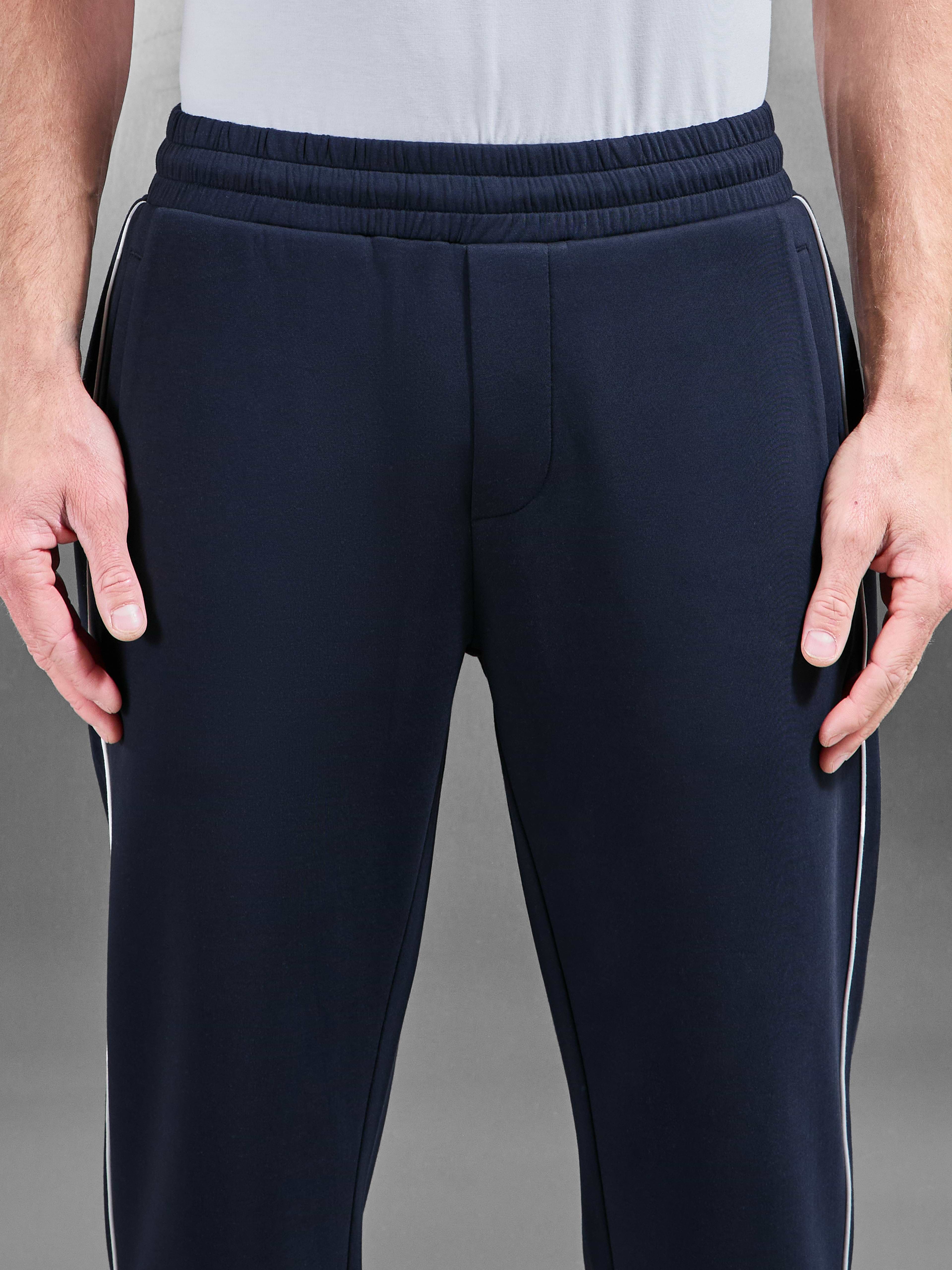 Interlock Jersey Piping Straight Leg Jogger in Navy