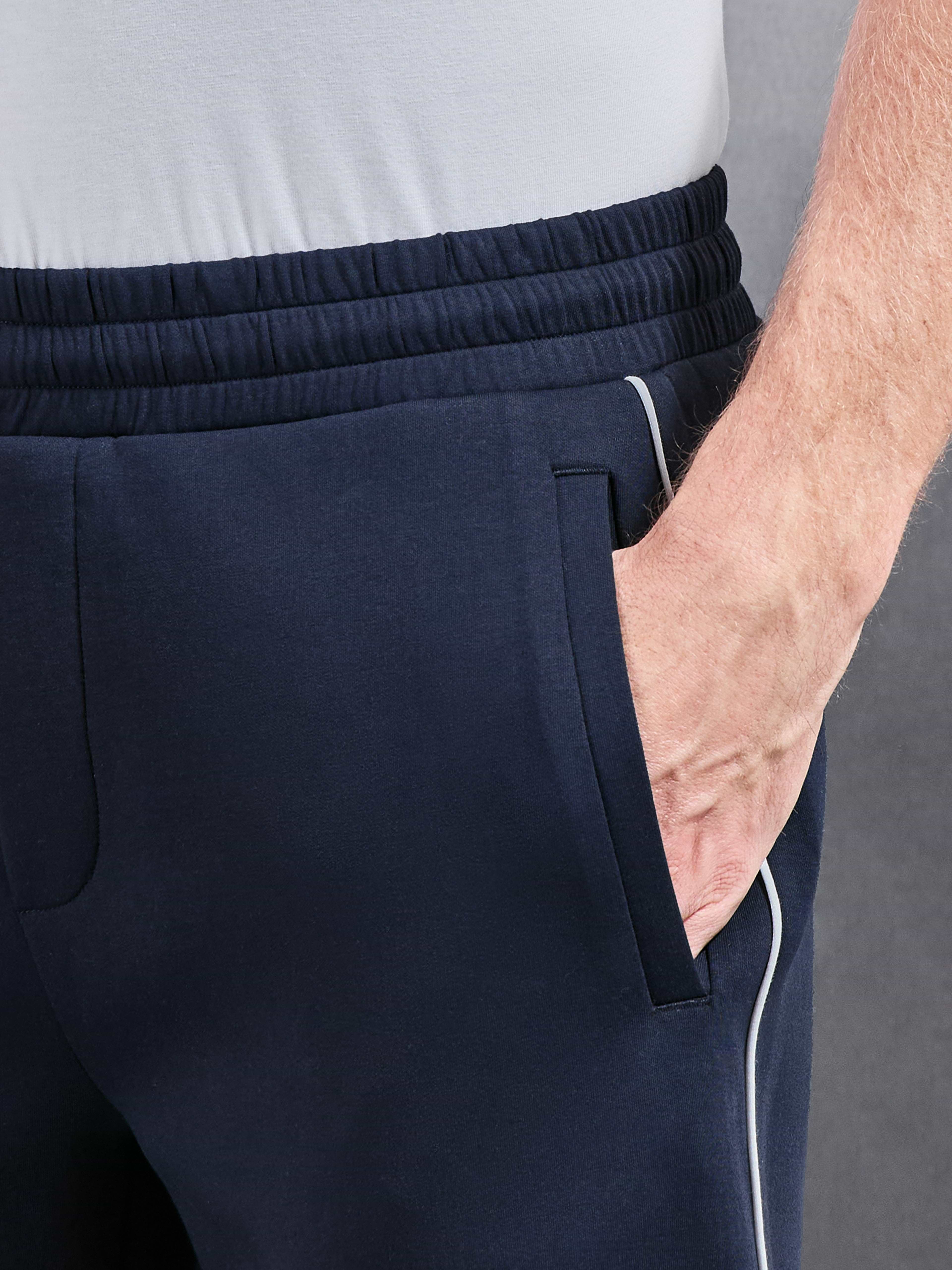 Interlock Jersey Piping Straight Leg Jogger in Navy