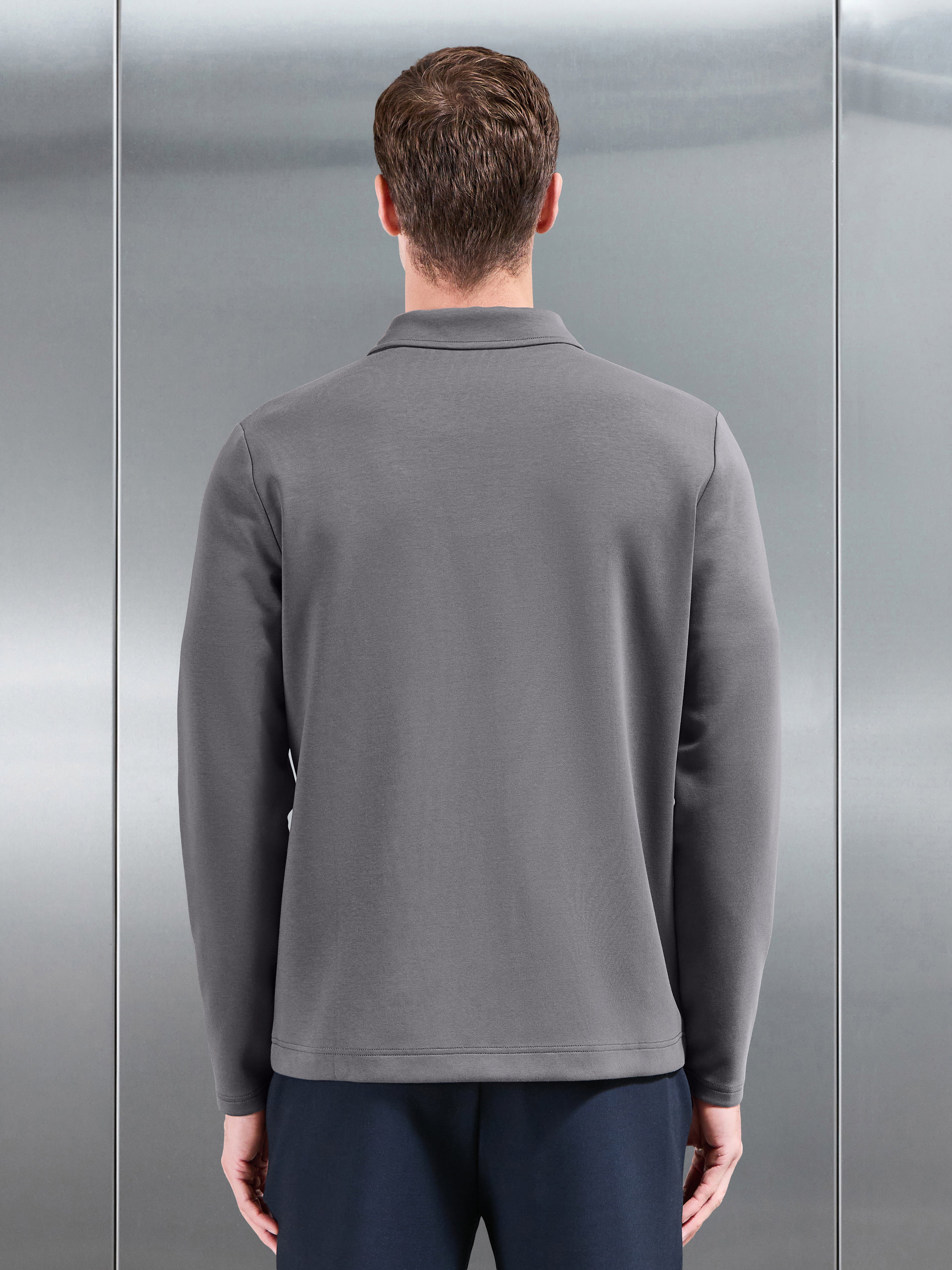 Interlock Jersey Pocket Zip Through Overshirt in Charcoal