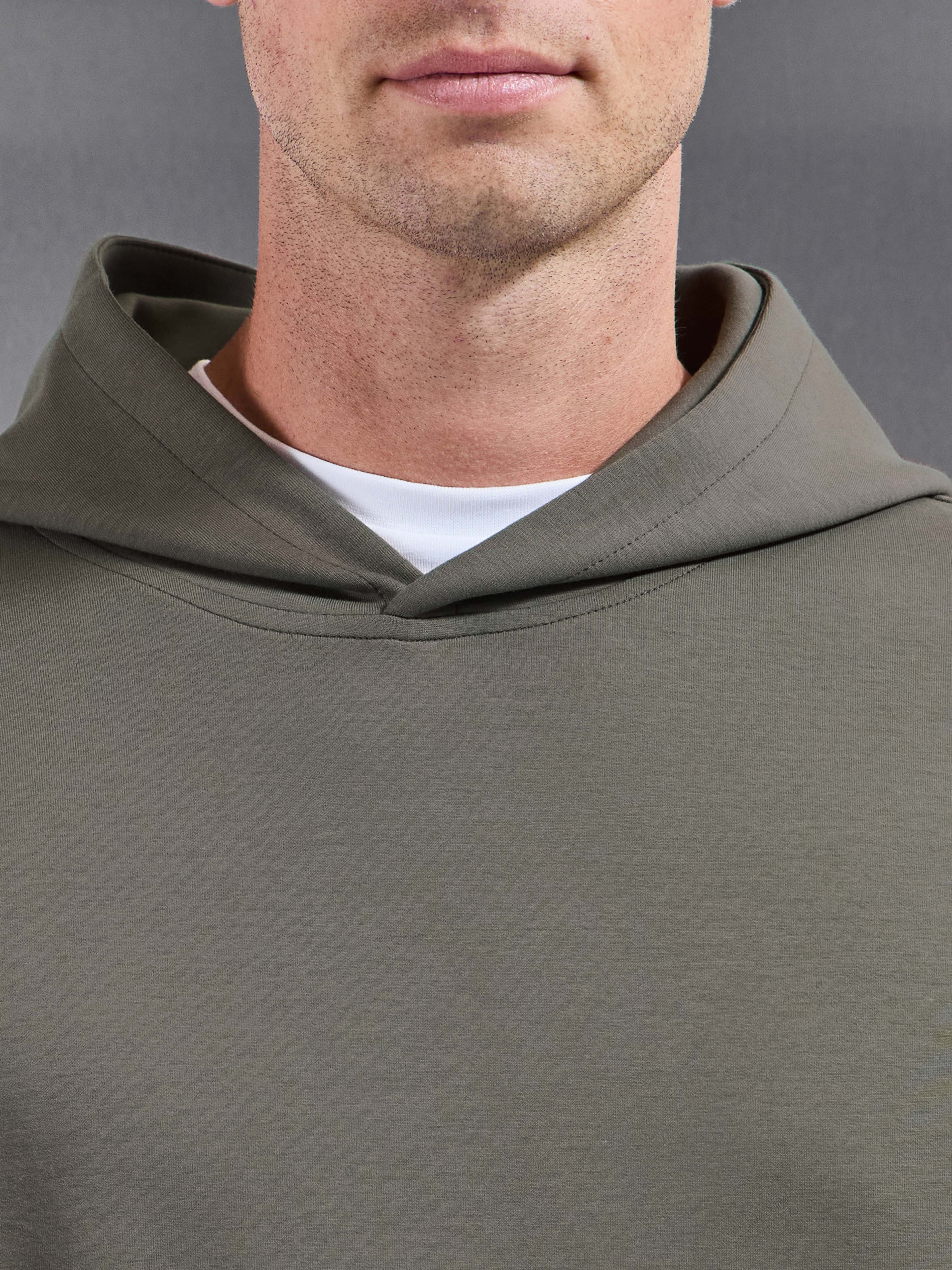 Interlock Jersey Relaxed Fit Hoodie in Taupe