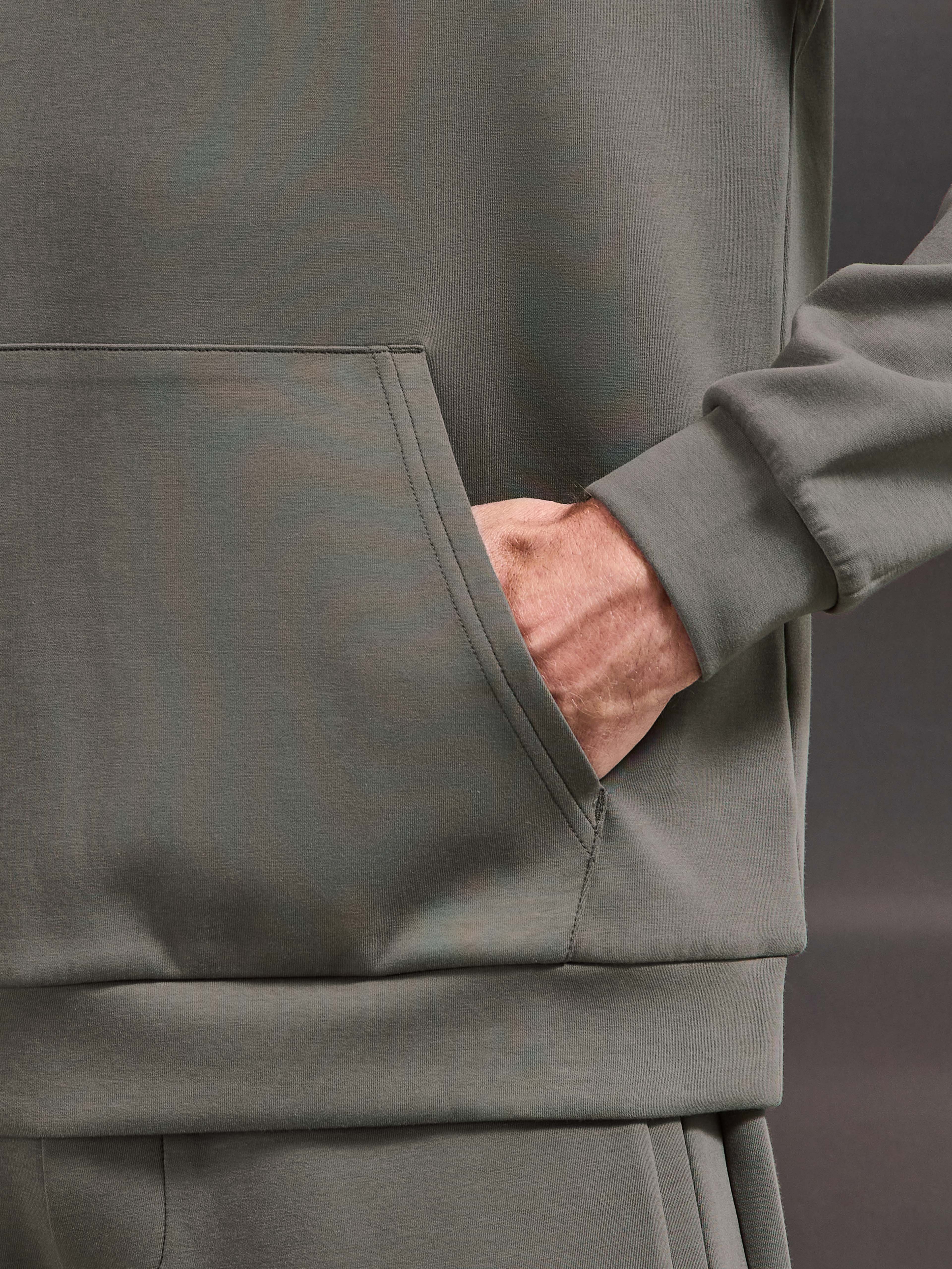Interlock Jersey Relaxed Fit Hoodie in Taupe