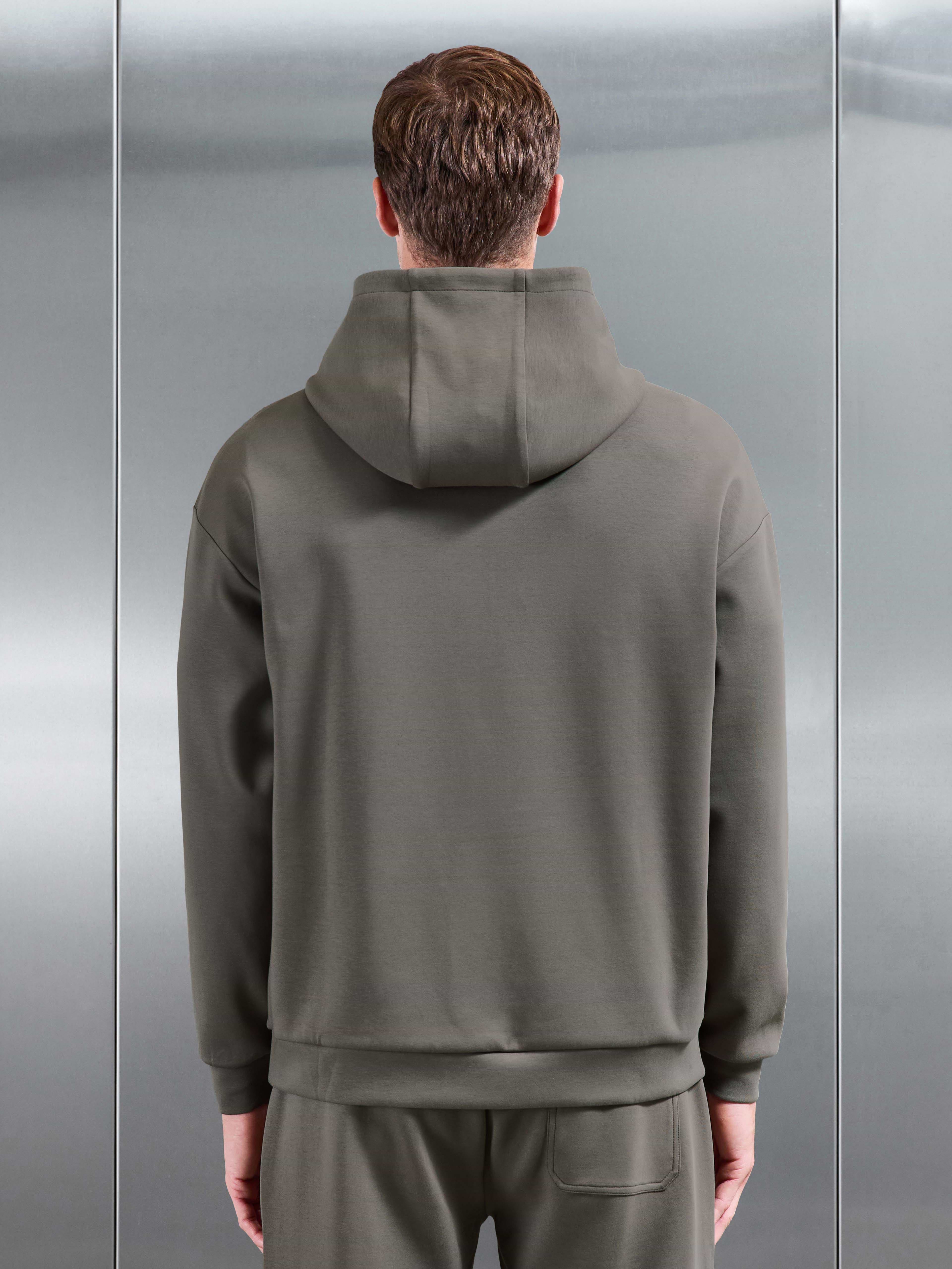 Interlock Jersey Relaxed Fit Hoodie in Taupe