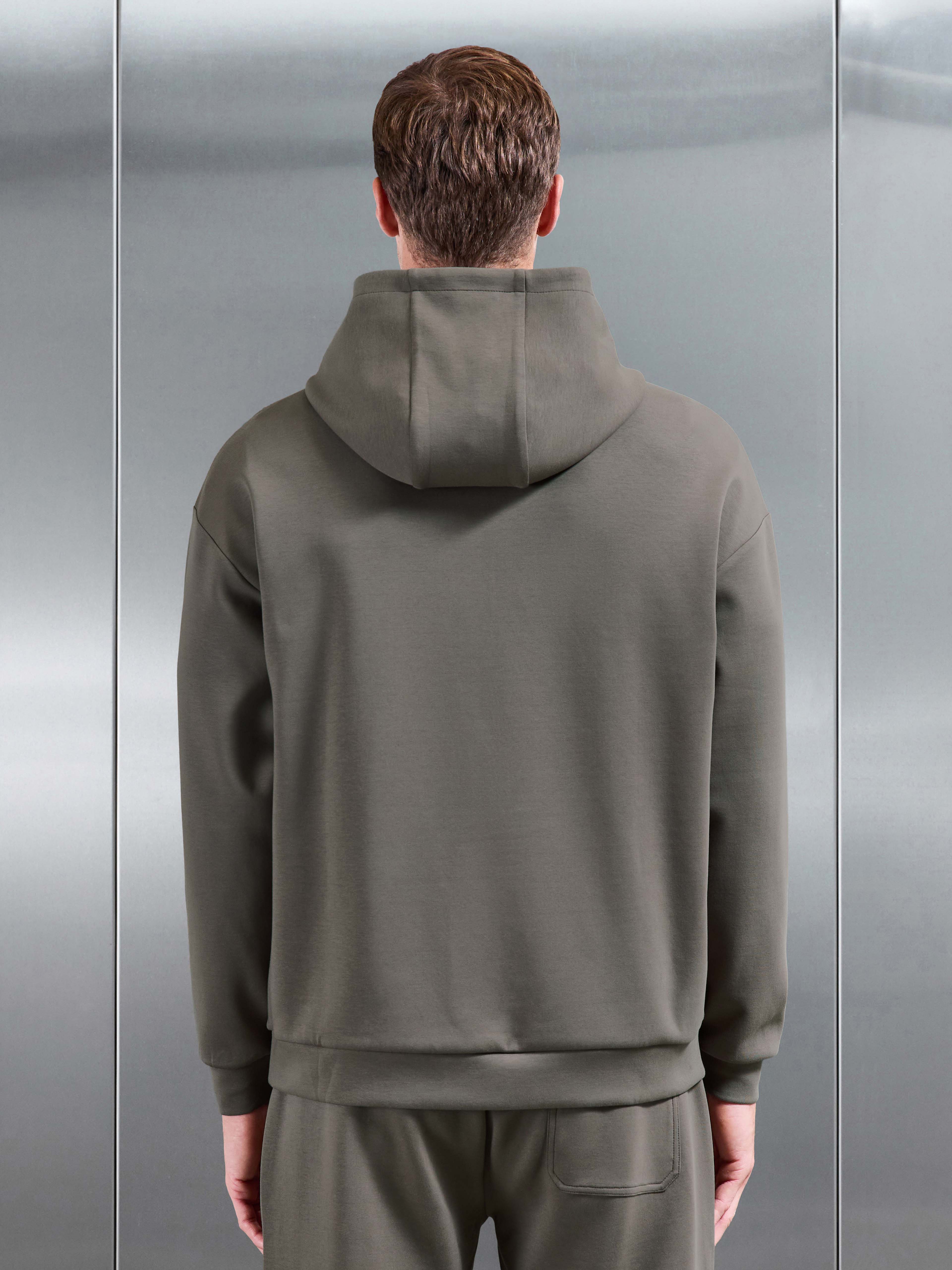 Interlock Jersey Relaxed Fit Hoodie in Taupe