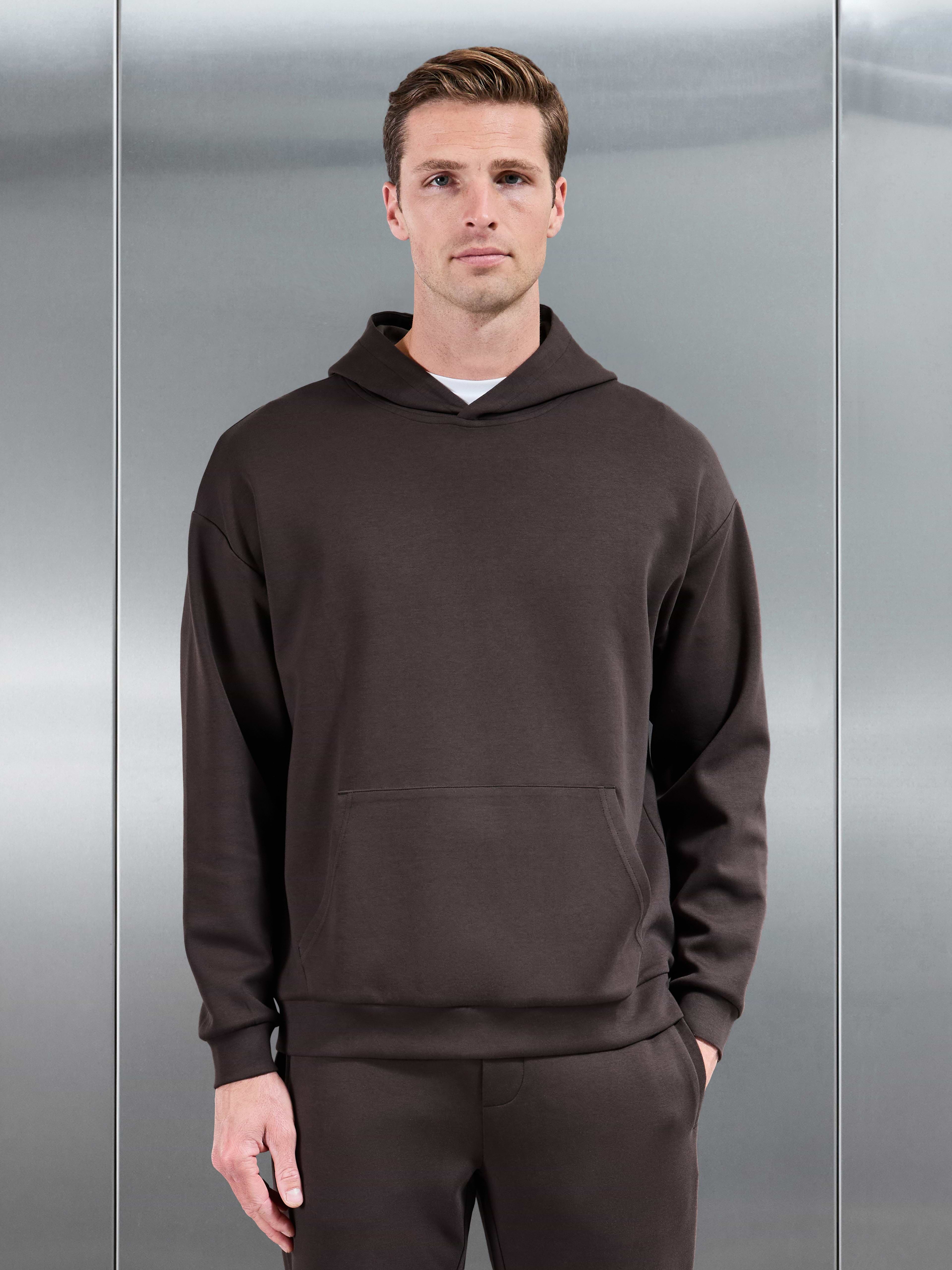 Interlock Jersey Relaxed Fit Hoodie in Brown