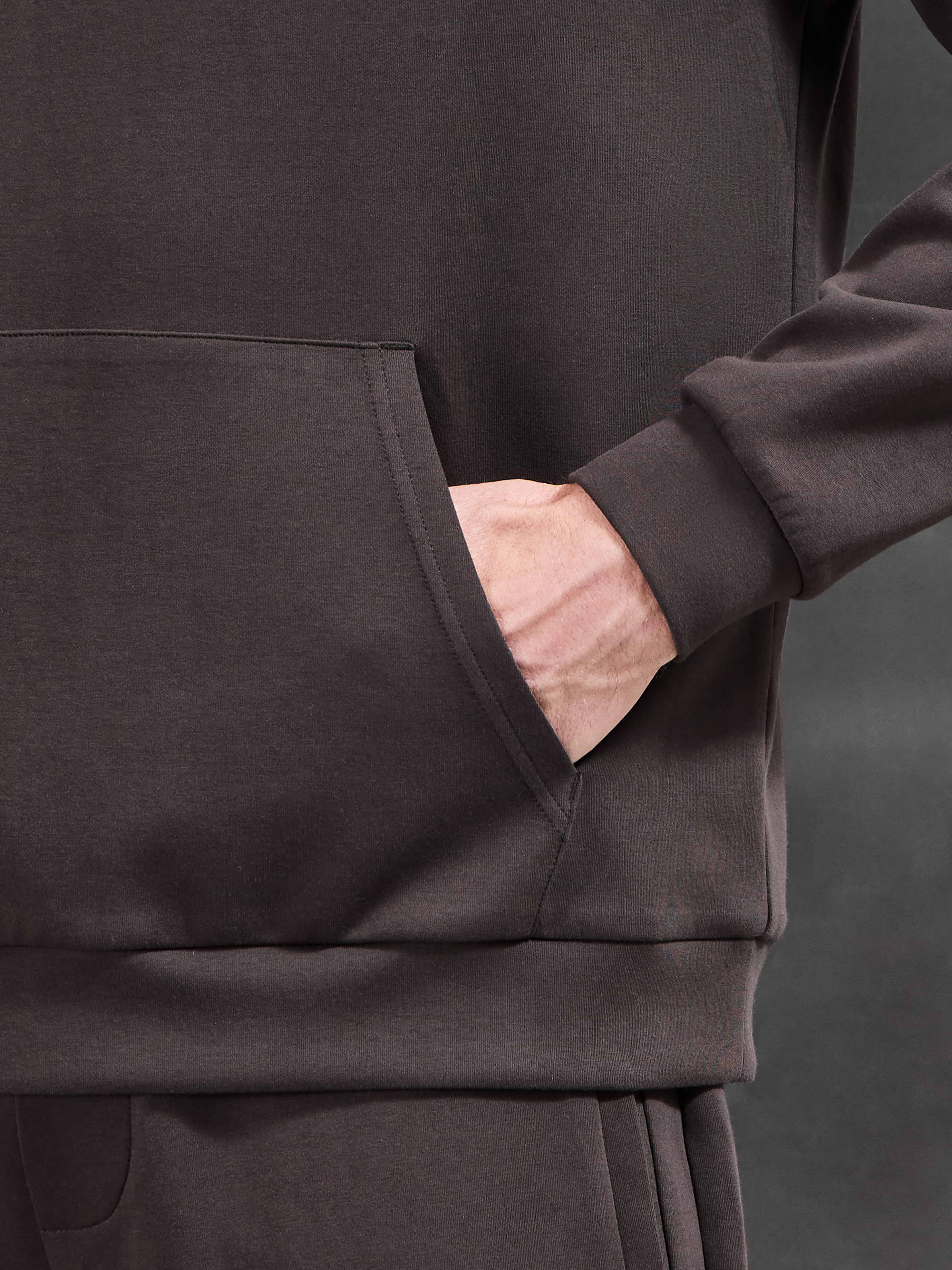 Interlock Jersey Relaxed Fit Hoodie in Brown
