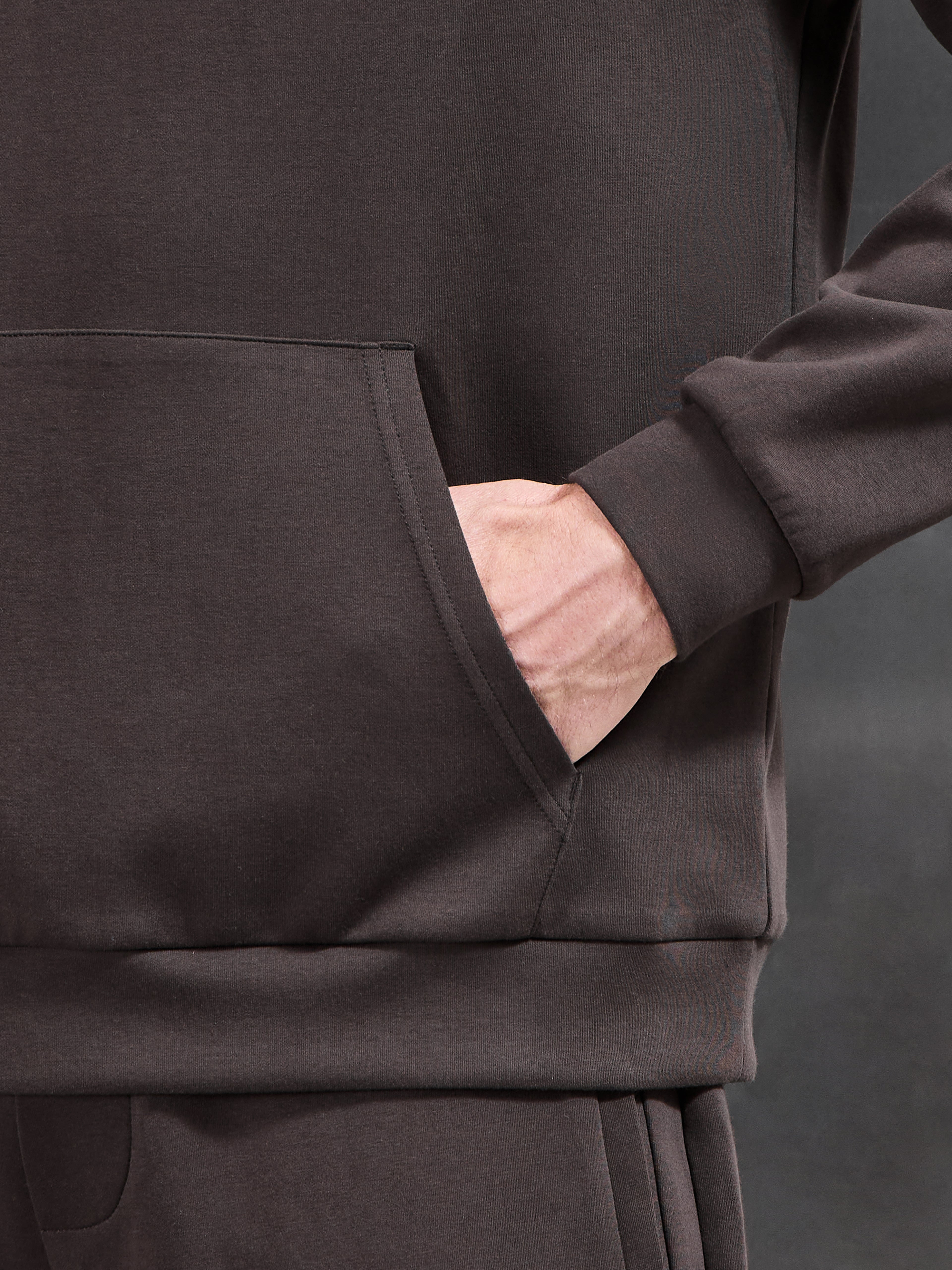 Interlock Jersey Relaxed Fit Hoodie in Brown