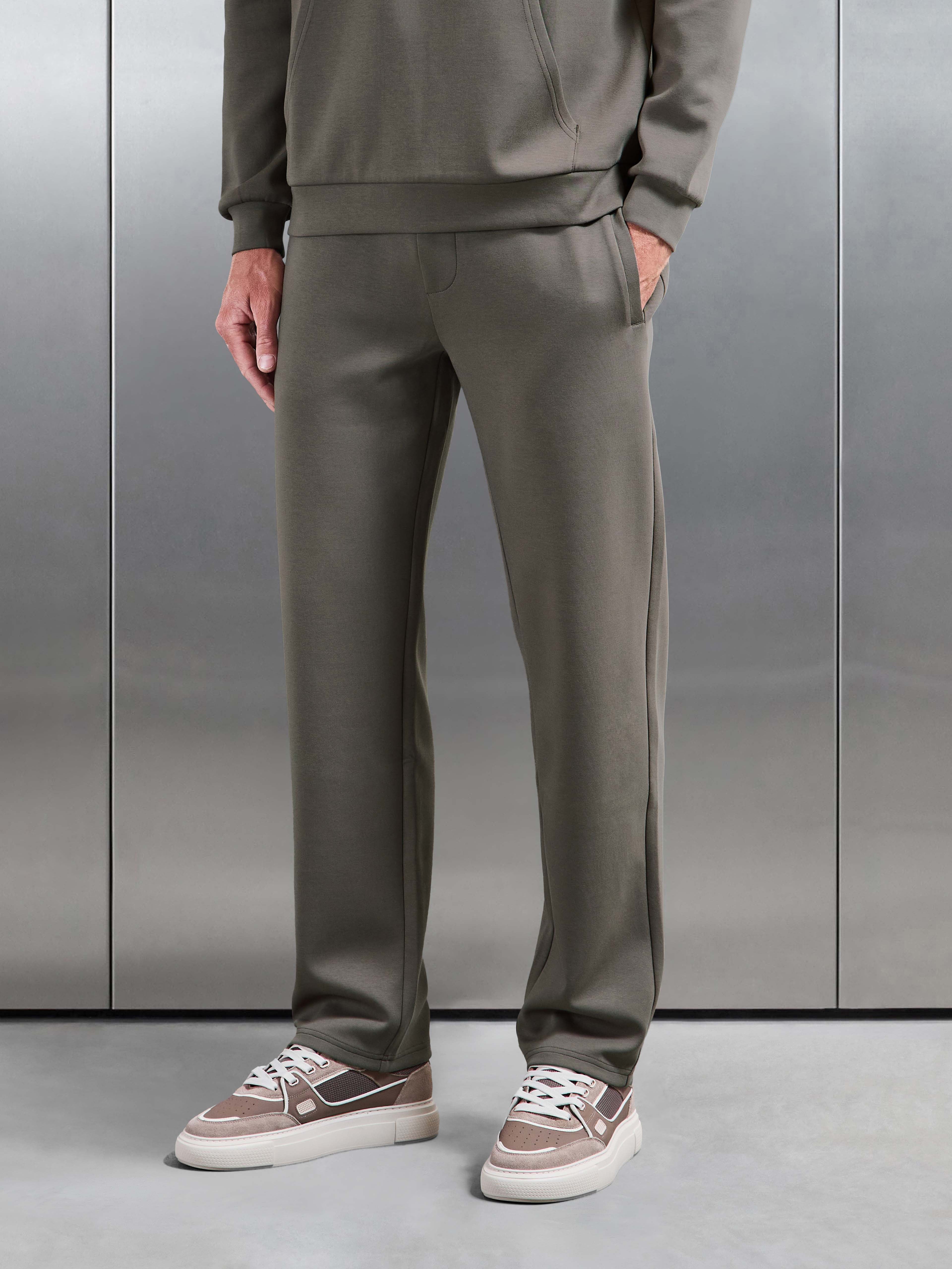 Interlock Jersey Straight Leg Jogger in Taupe