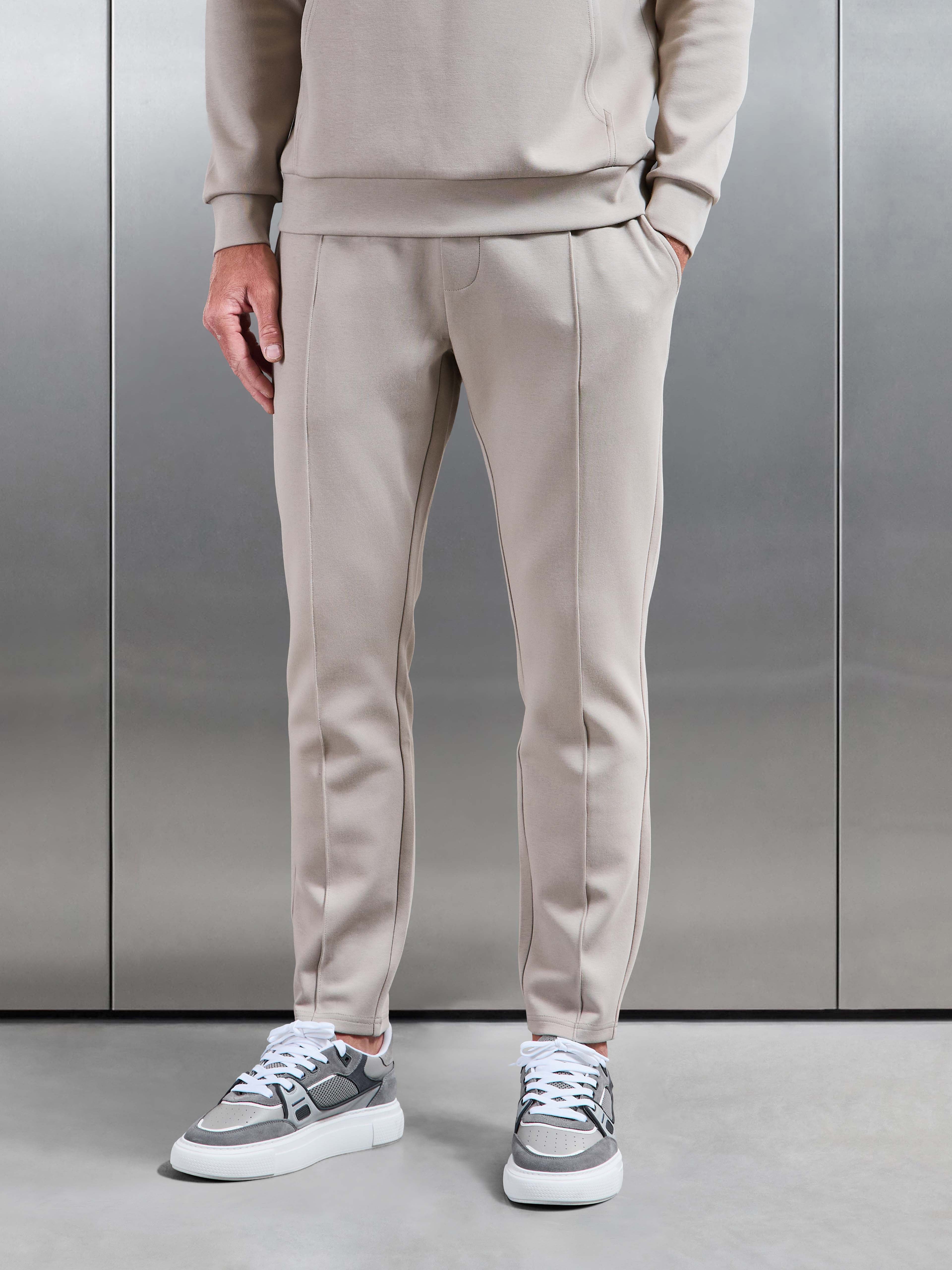 Interlock Jersey Tapered Jogger in Stone