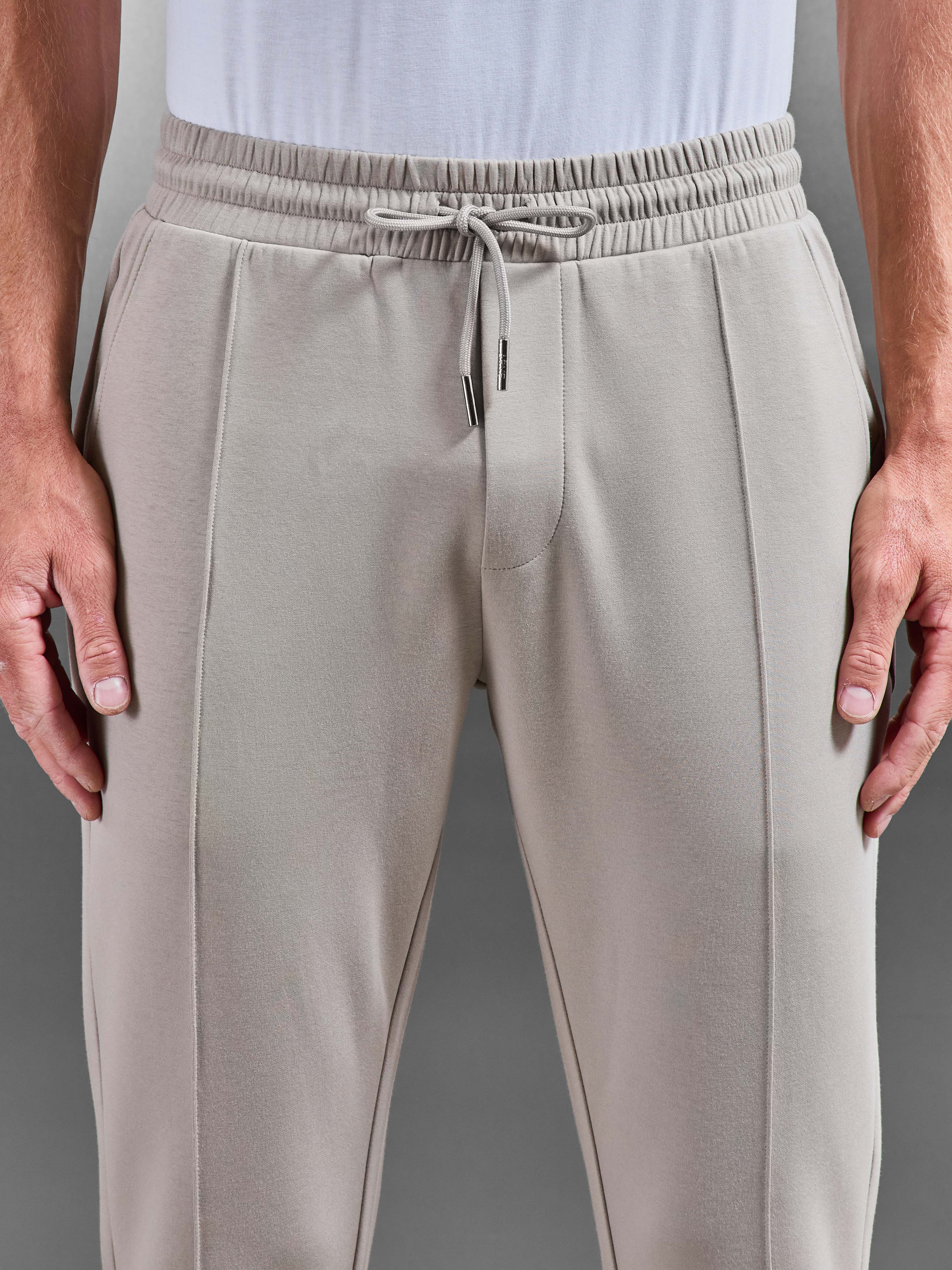 Interlock Jersey Tapered Jogger in Stone