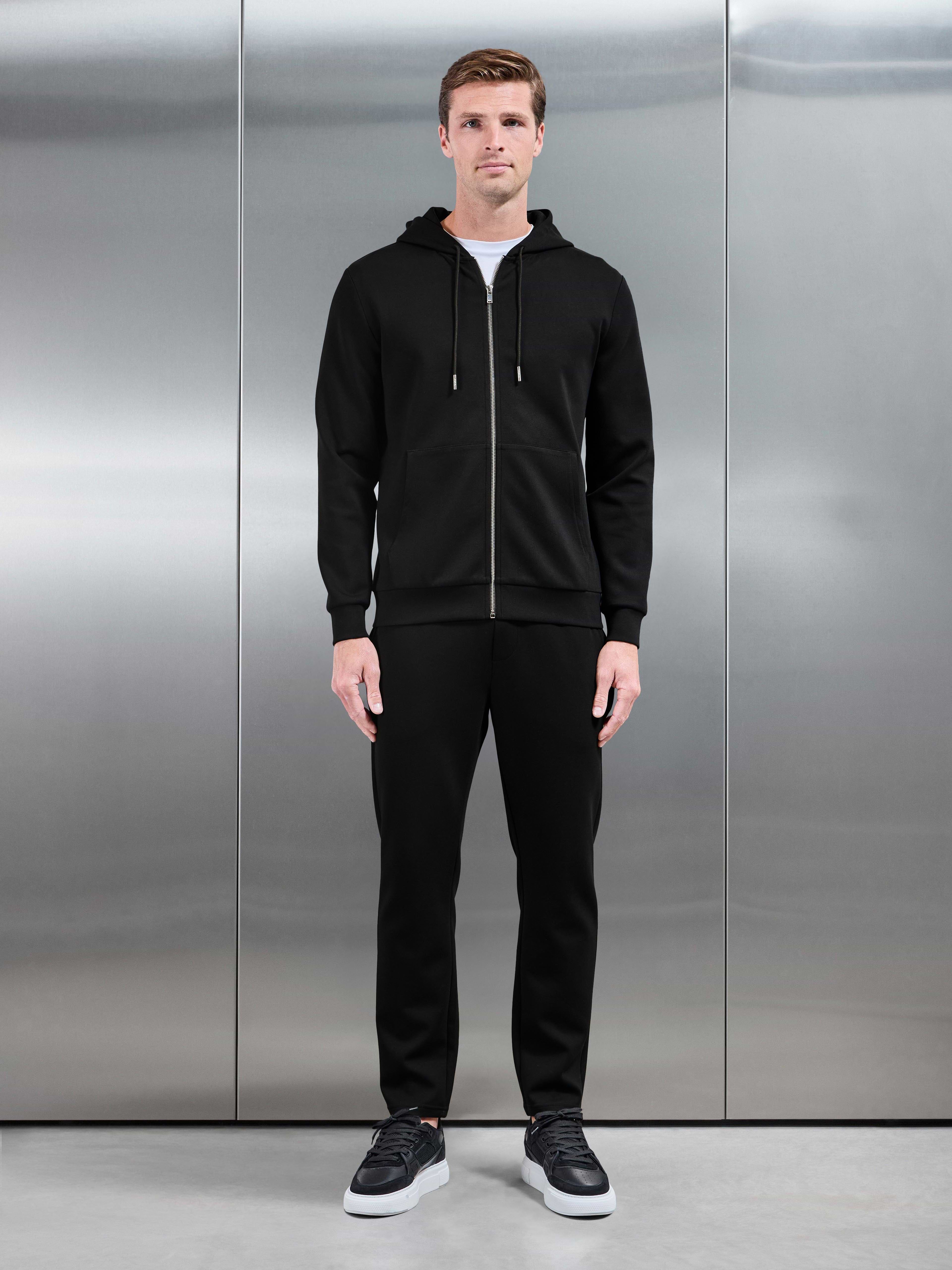 Interlock Jersey Zip Hoodie in Black