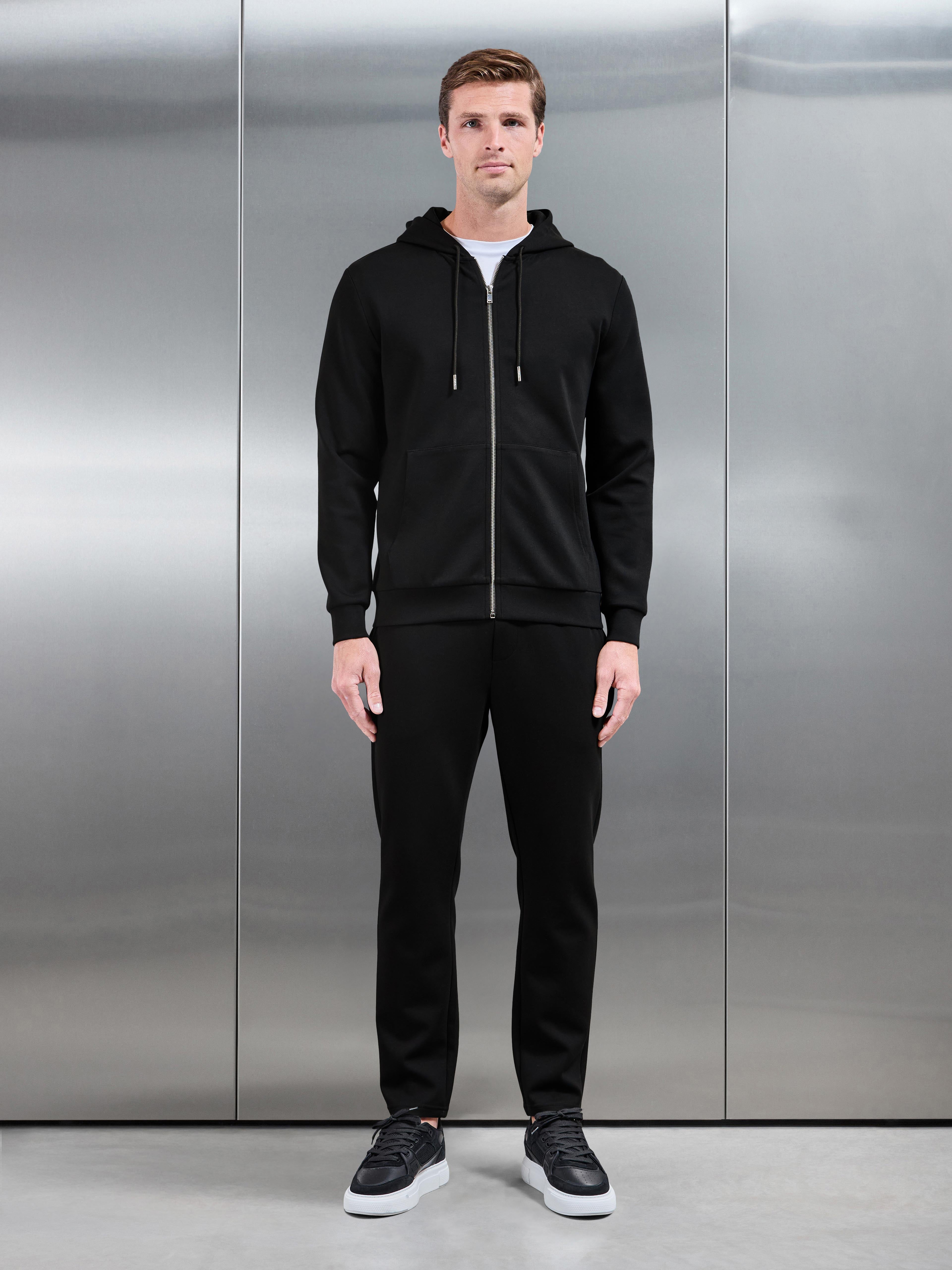Interlock Jersey Zip Hoodie in Black