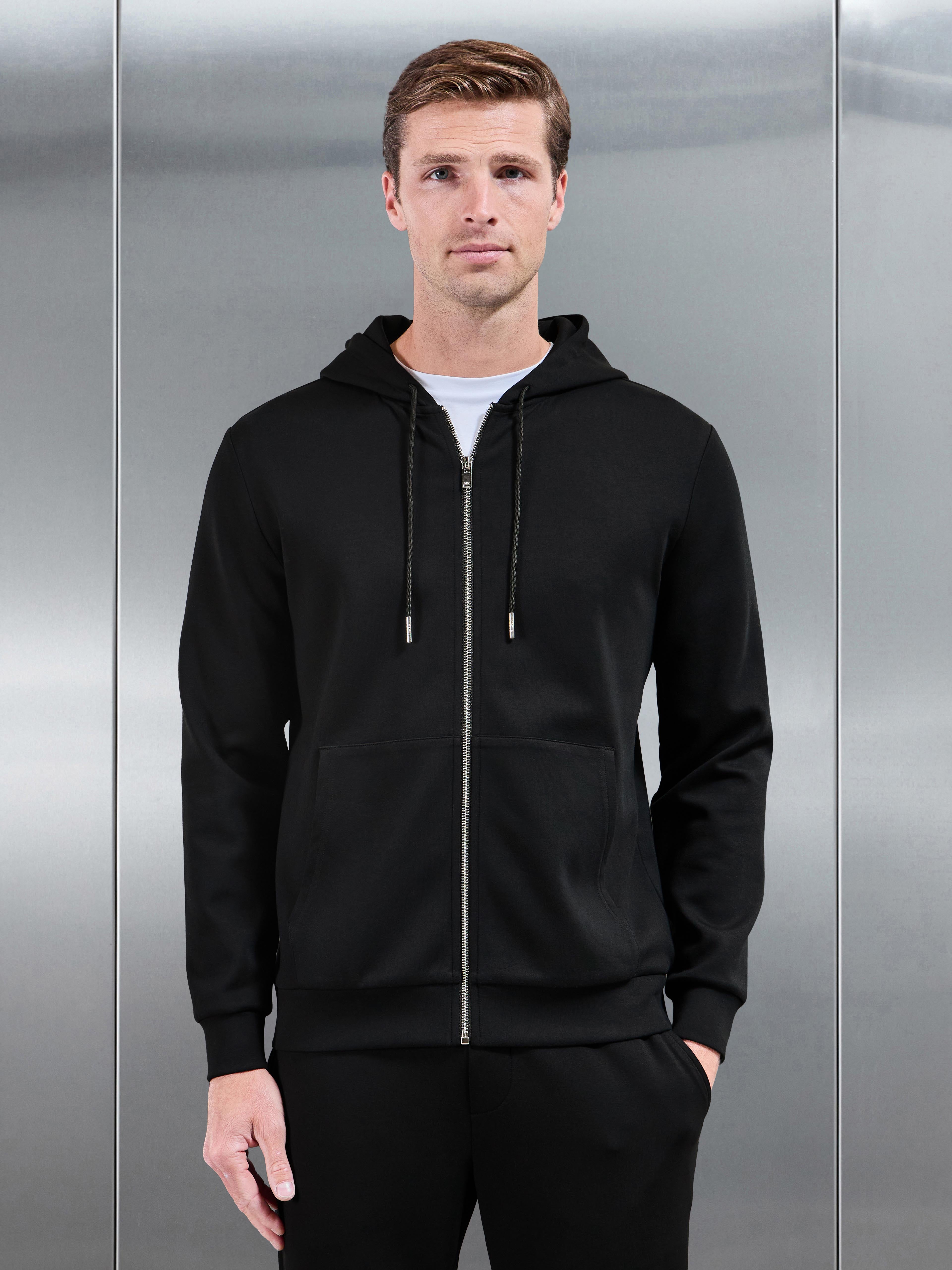 Interlock Jersey Zip Hoodie in Black