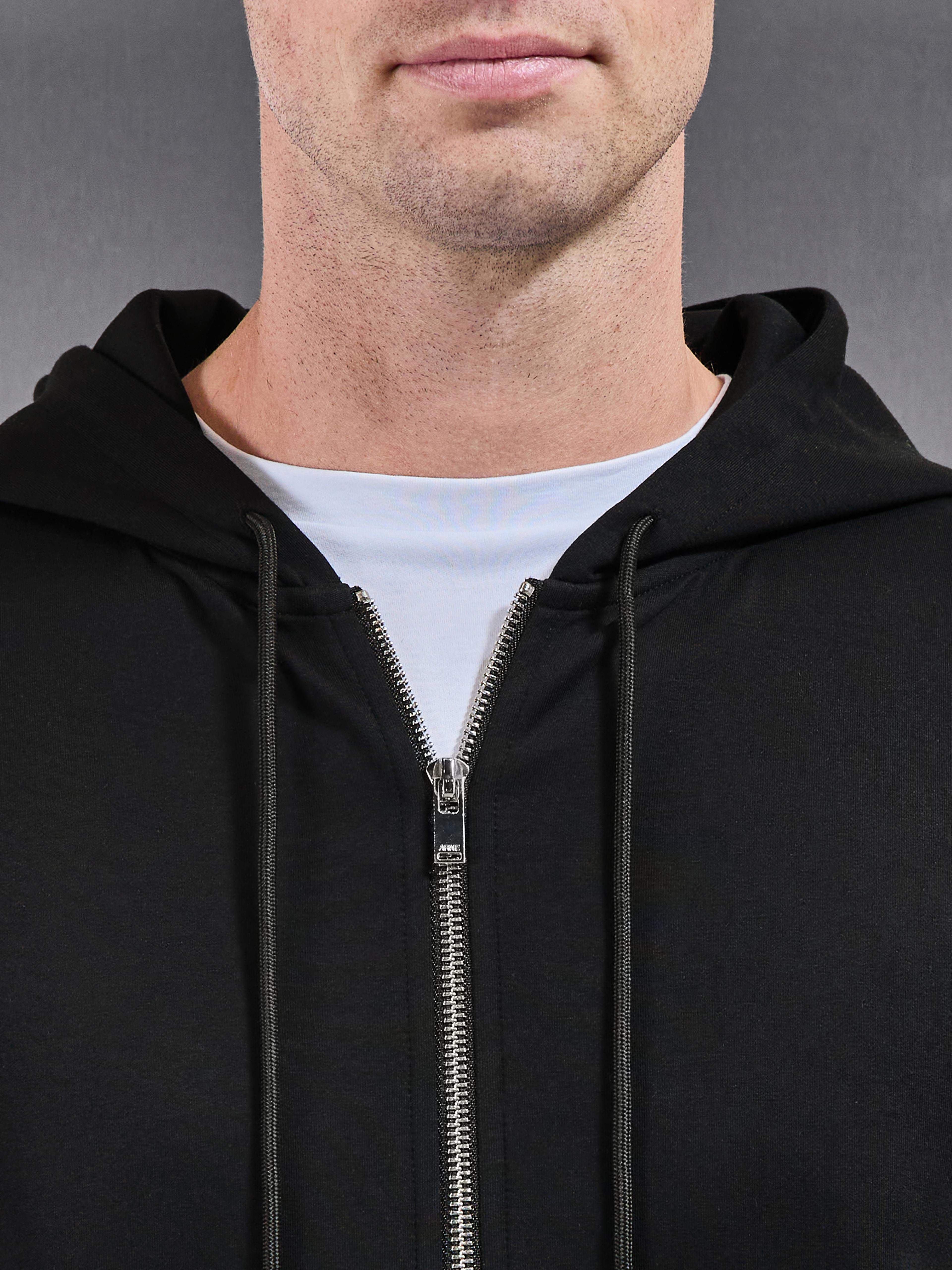 Interlock Jersey Zip Hoodie in Black
