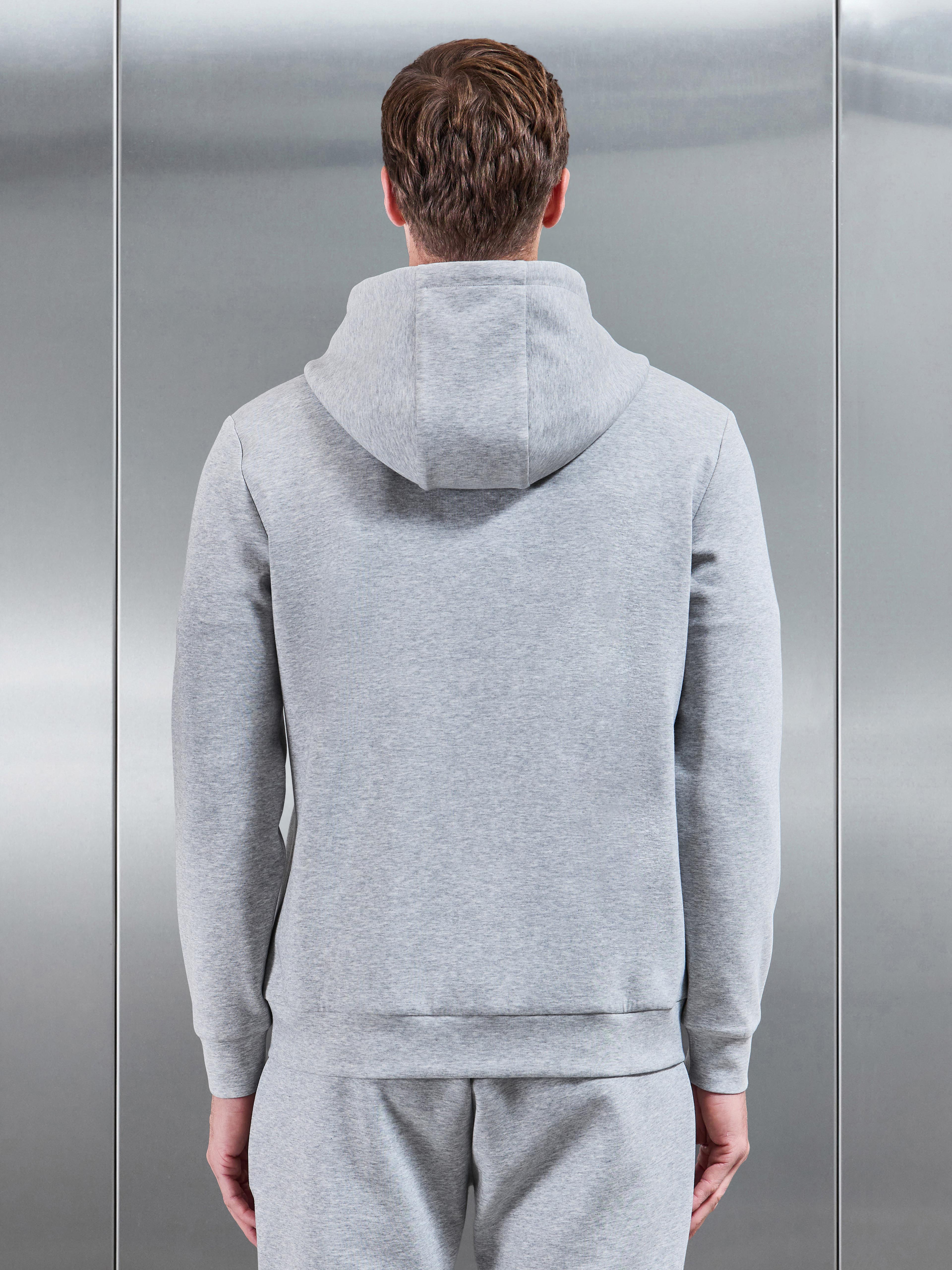 Interlock Jersey Zip Hoodie in Marl Grey