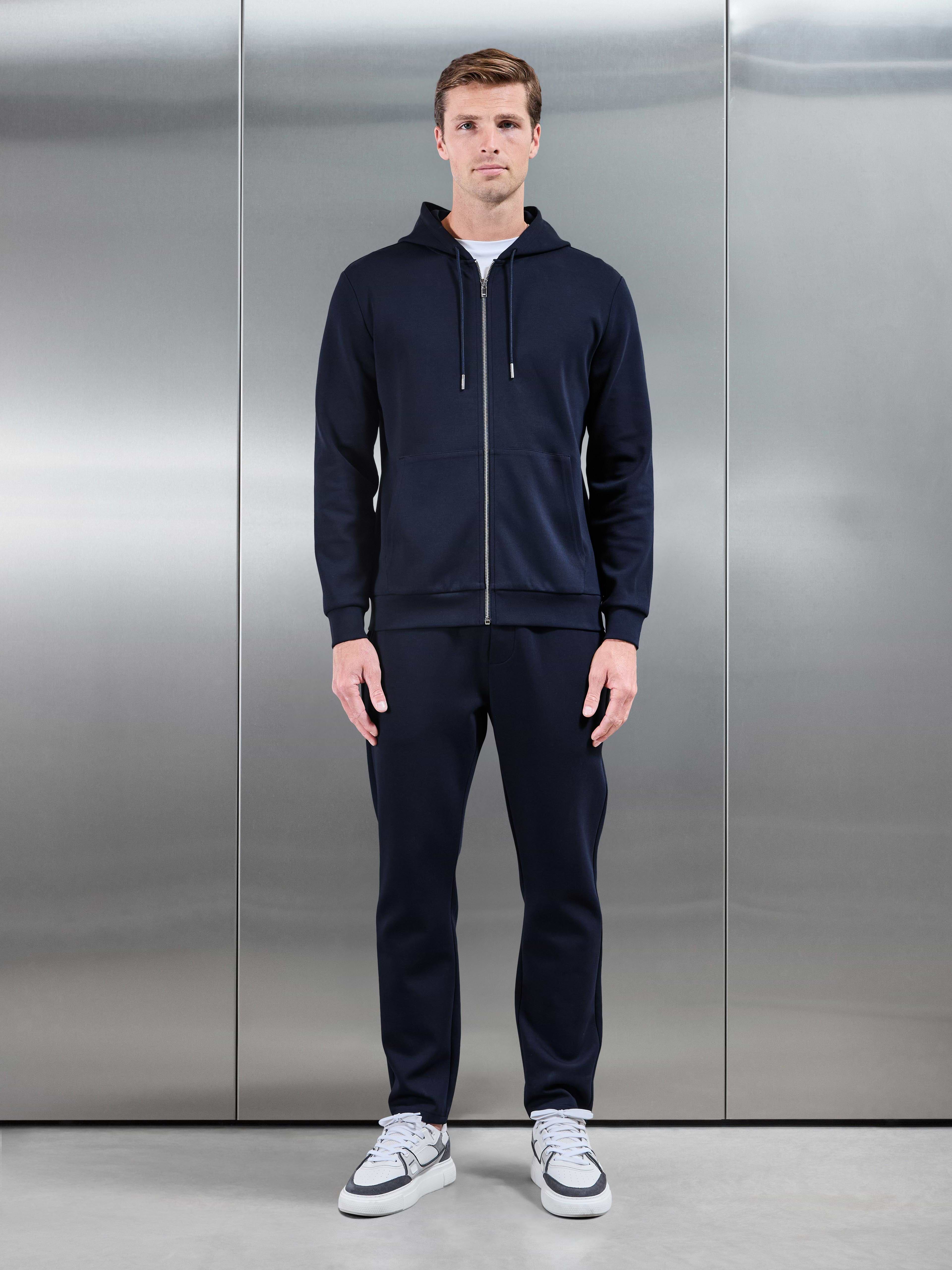 Interlock Jersey Zip Hoodie in Navy
