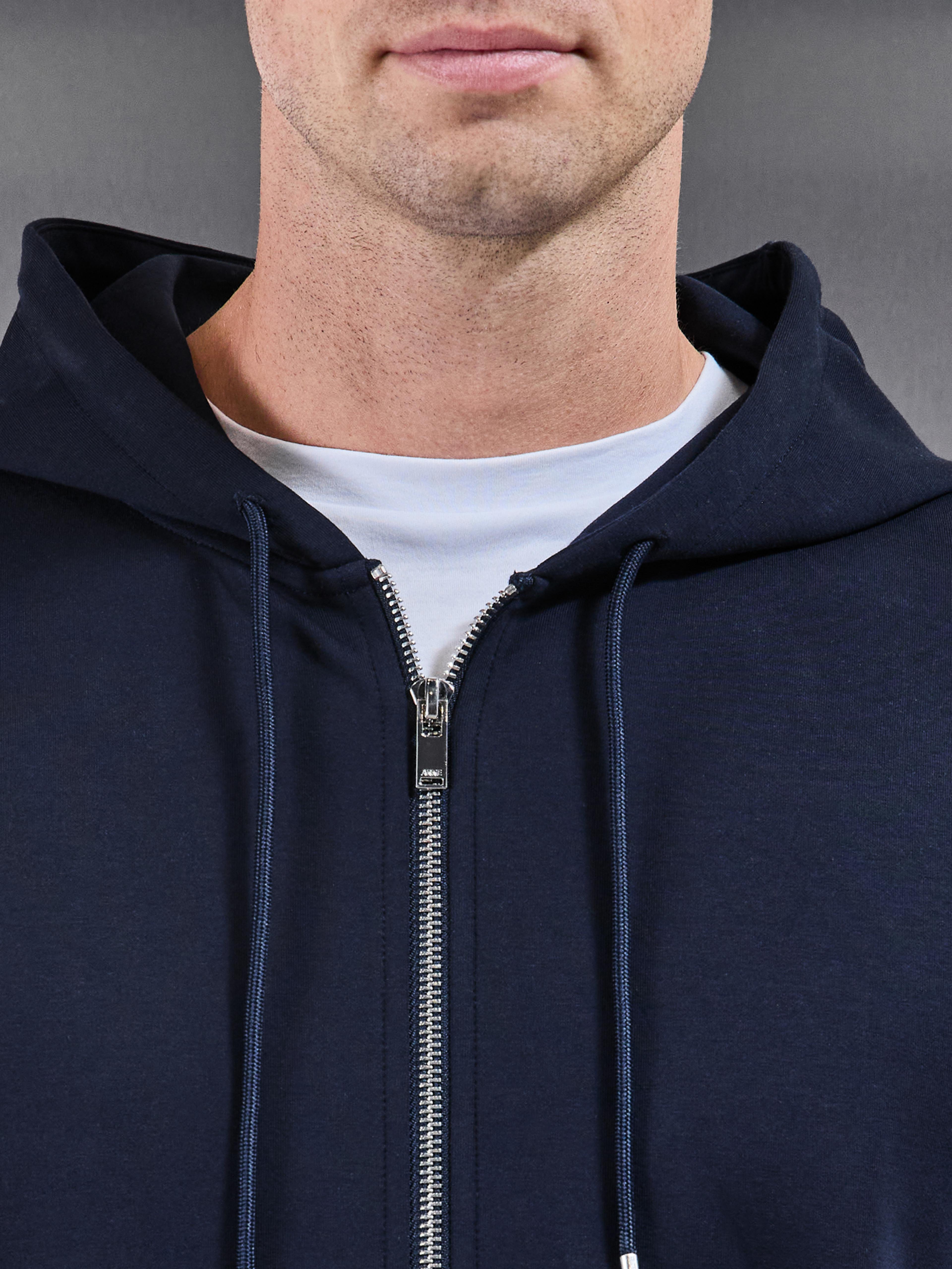 Interlock Jersey Zip Hoodie in Navy