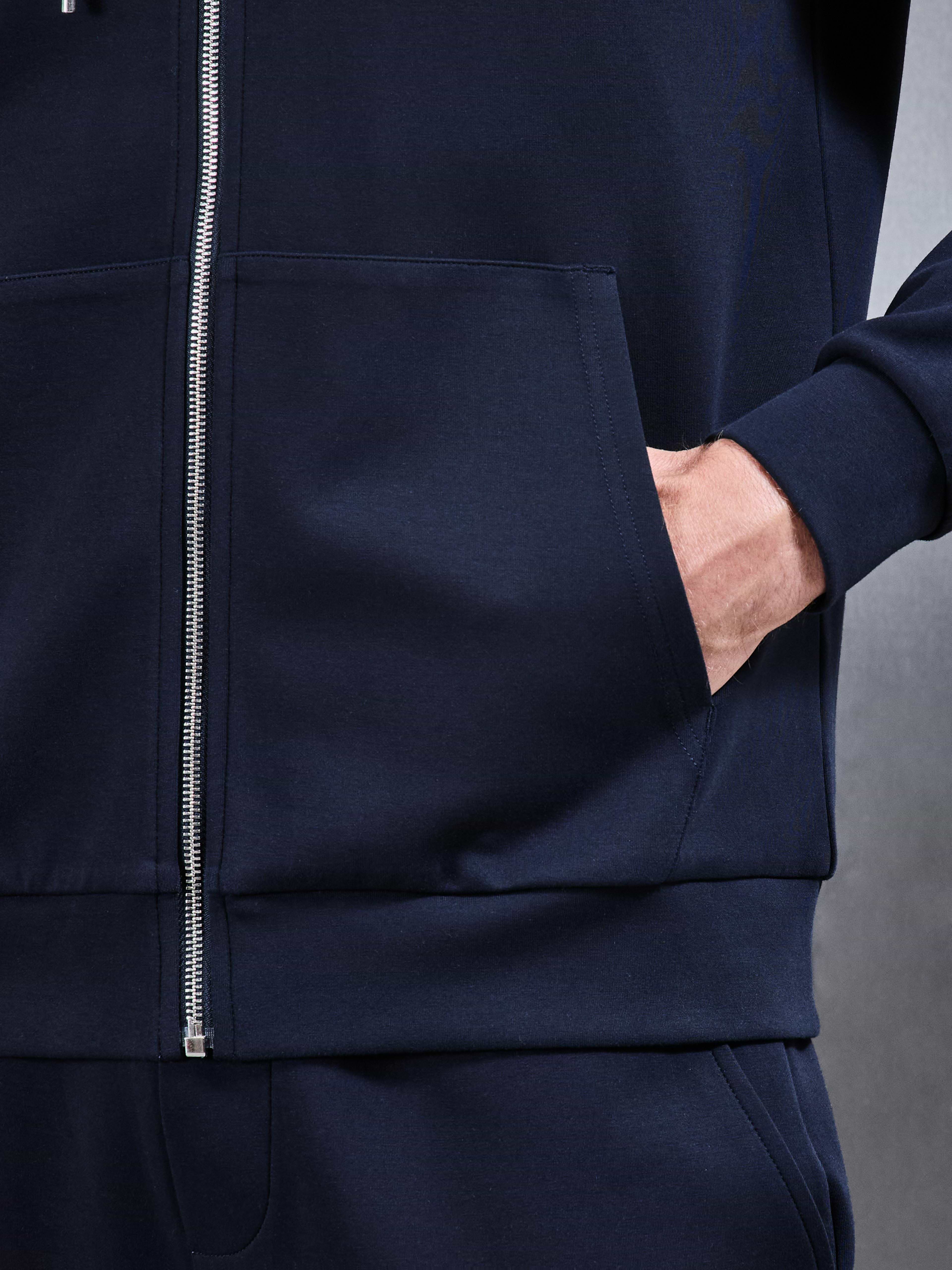 Interlock Jersey Zip Hoodie in Navy
