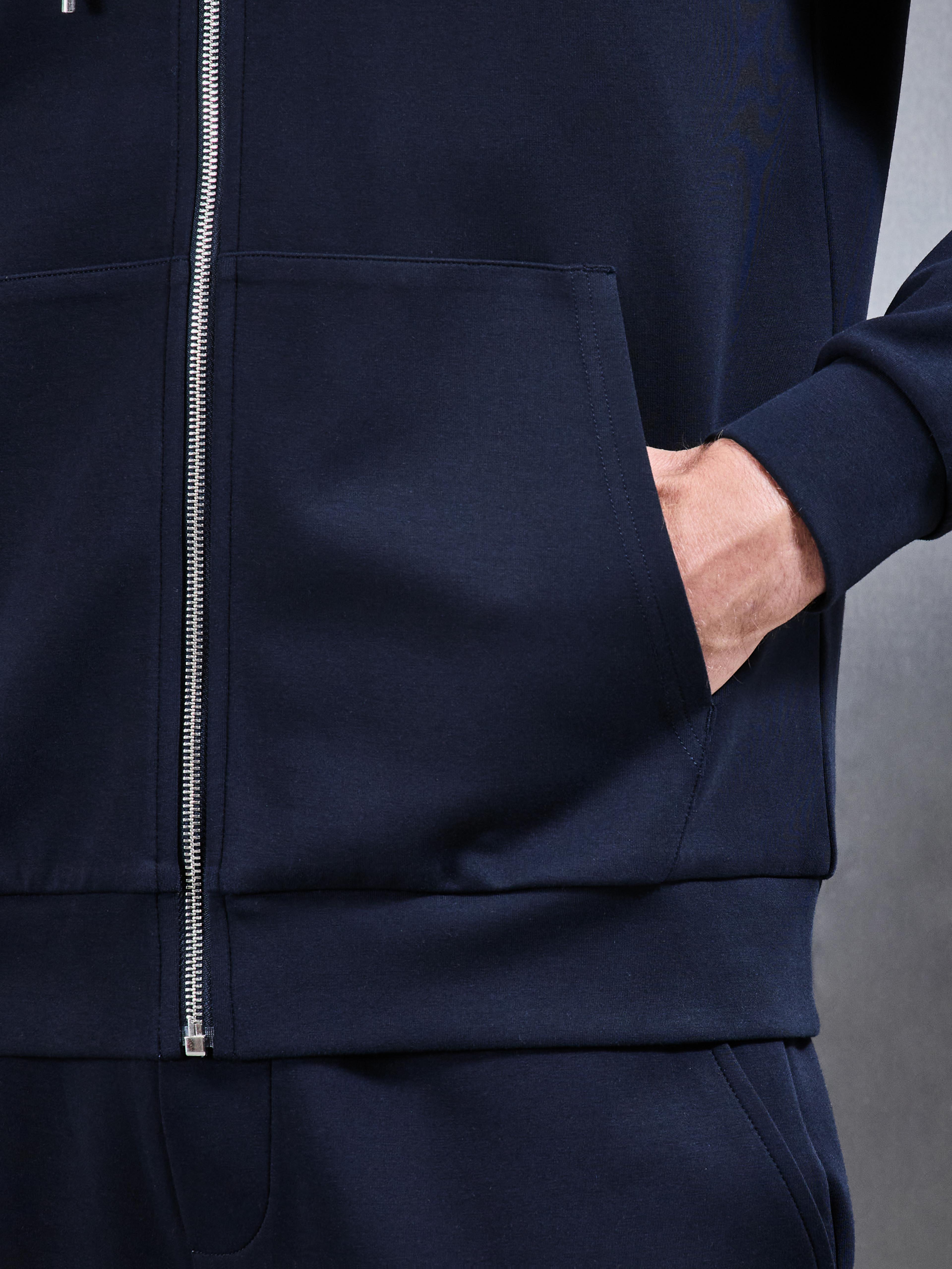 Interlock Jersey Zip Hoodie in Navy