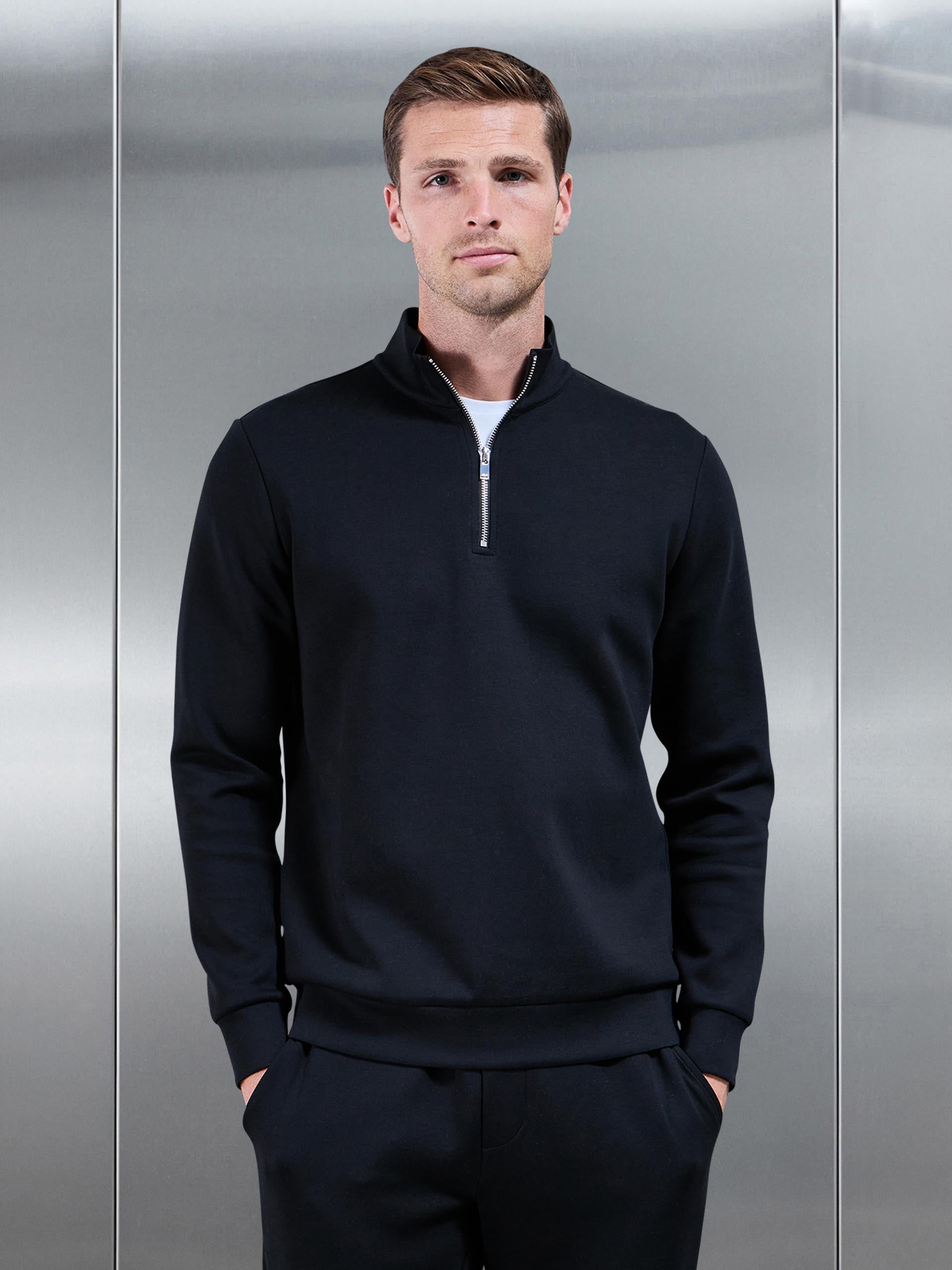 Interlock Jersey Half Zip in Black