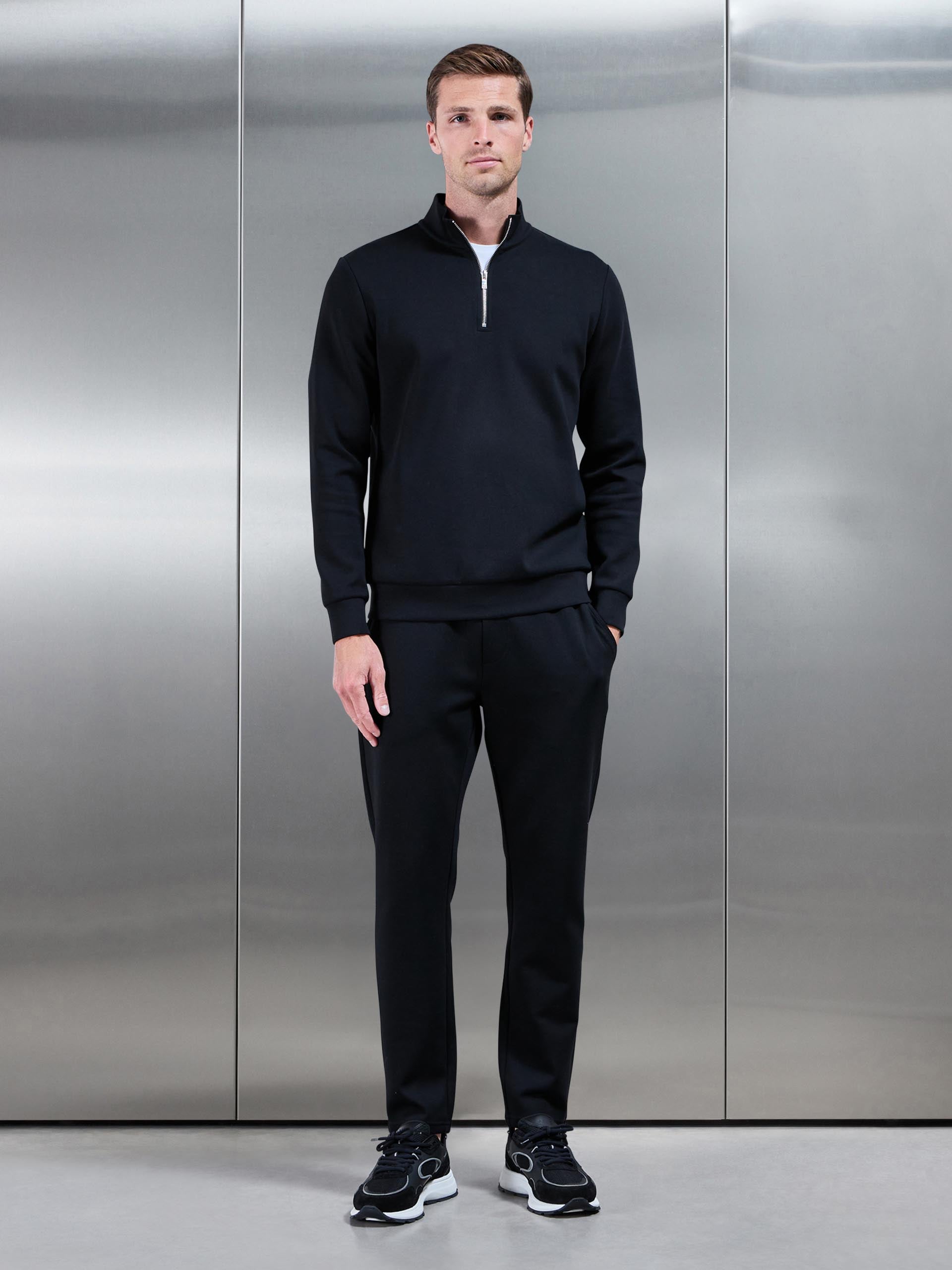Interlock Jersey Half Zip in Black