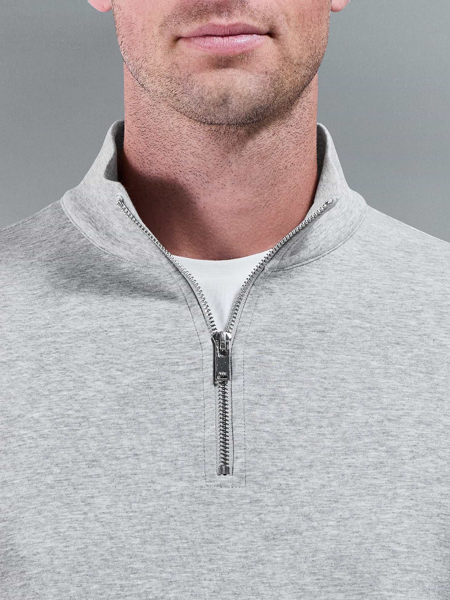 Interlock Jersey Half Zip in Marl Grey