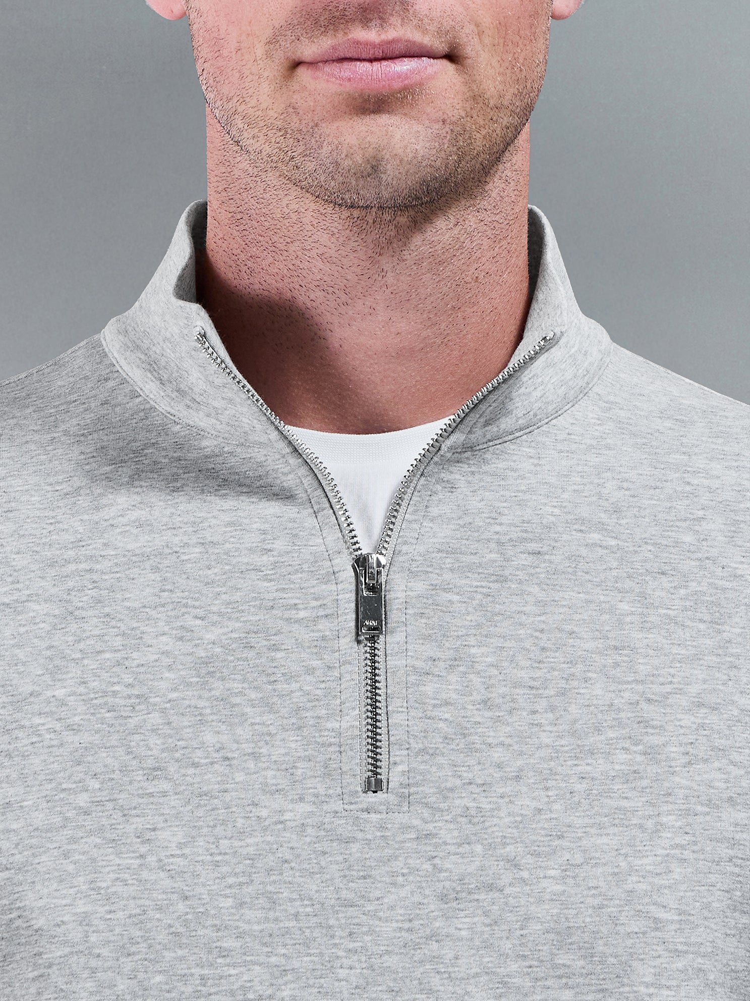Interlock Jersey Half Zip in Marl Grey