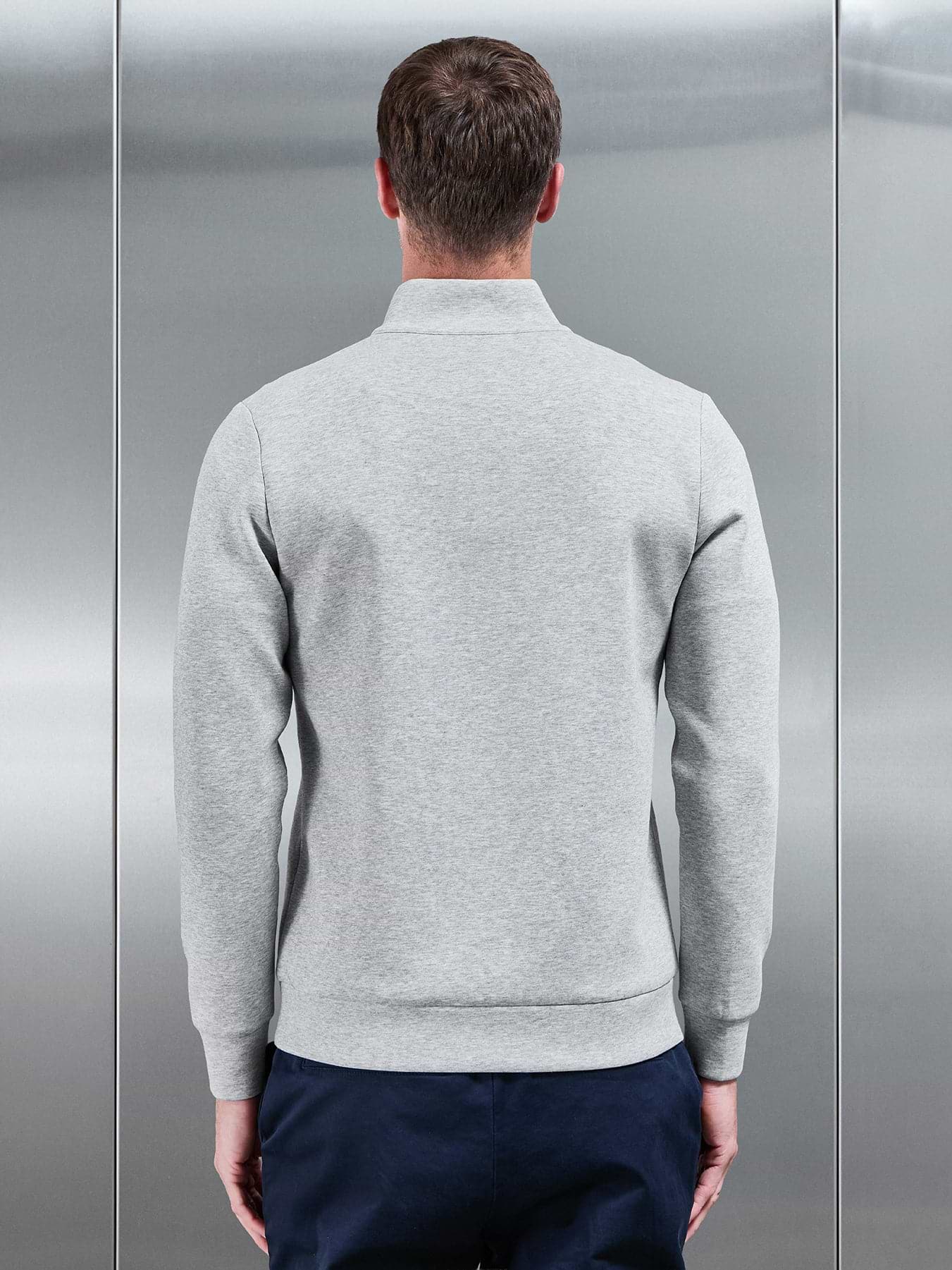 Interlock Jersey Half Zip in Marl Grey