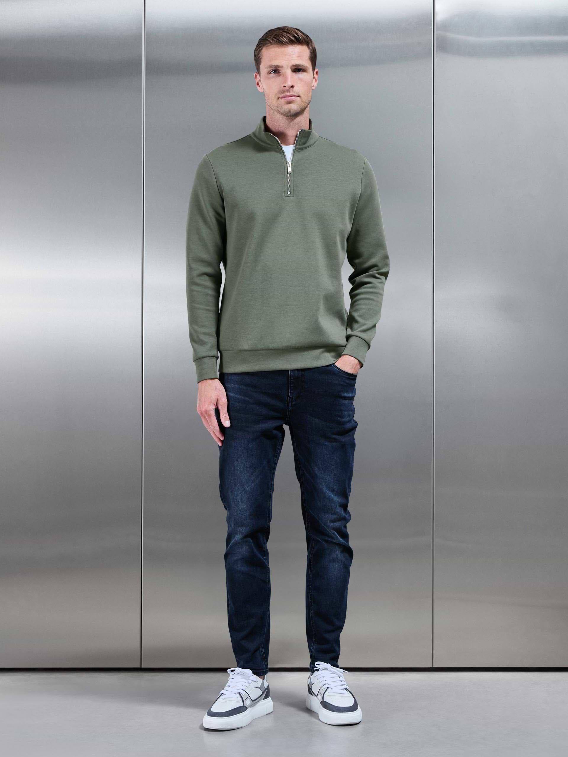 Interlock Jersey Half Zip in Sage