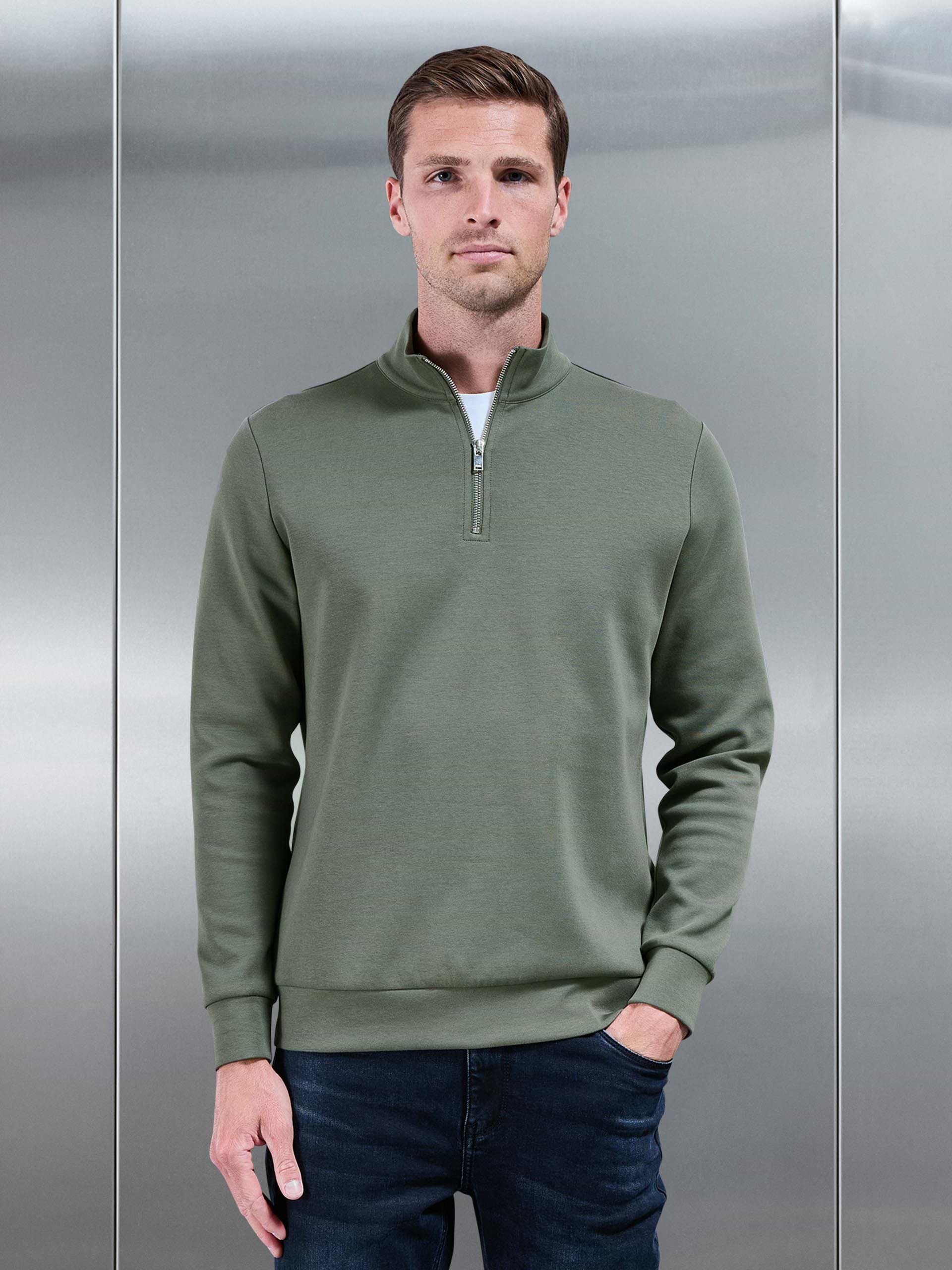 Interlock Jersey Half Zip in Sage