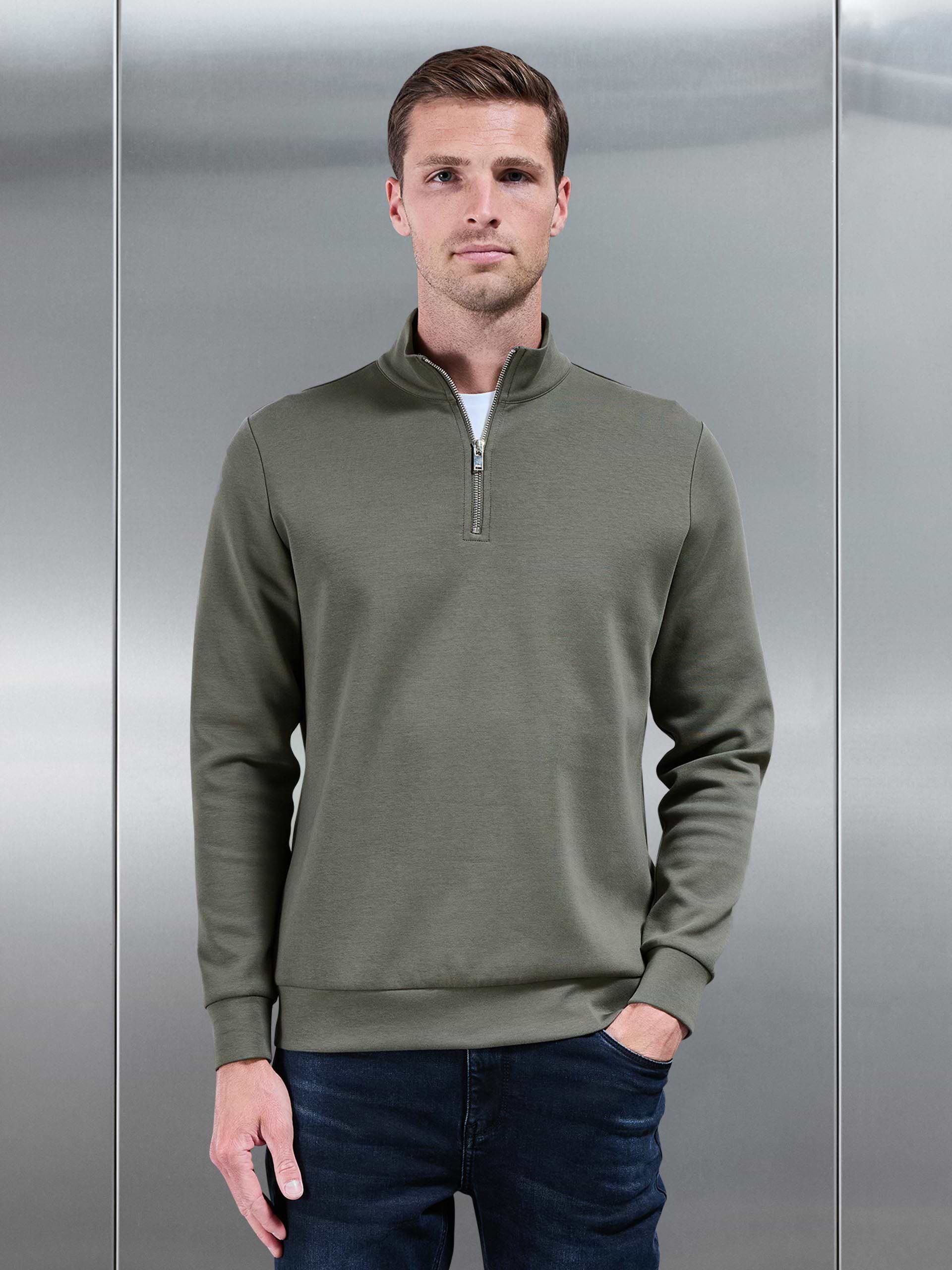 Interlock Jersey Half Zip in Sage