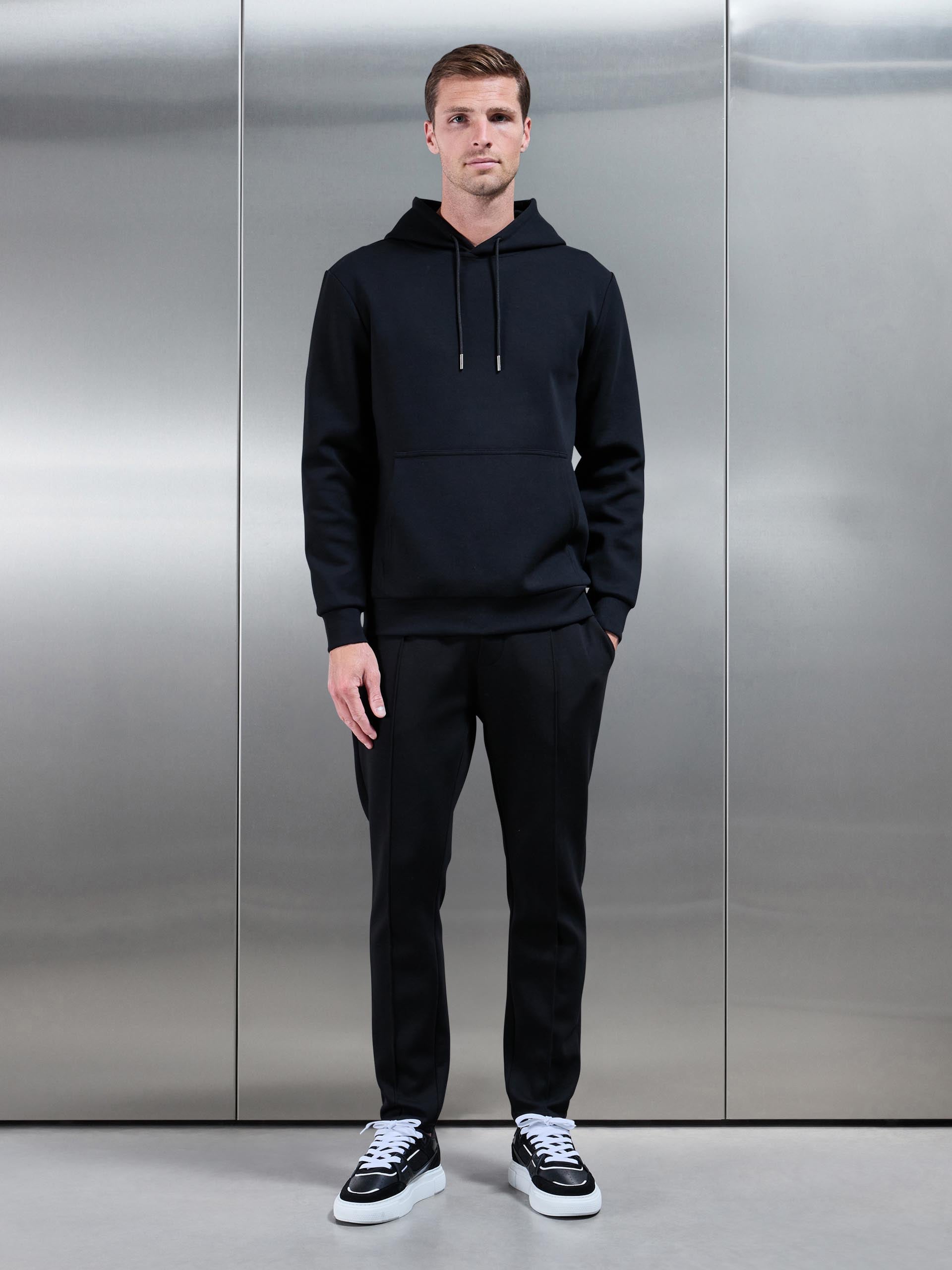 Interlock Jersey Hoodie in Black
