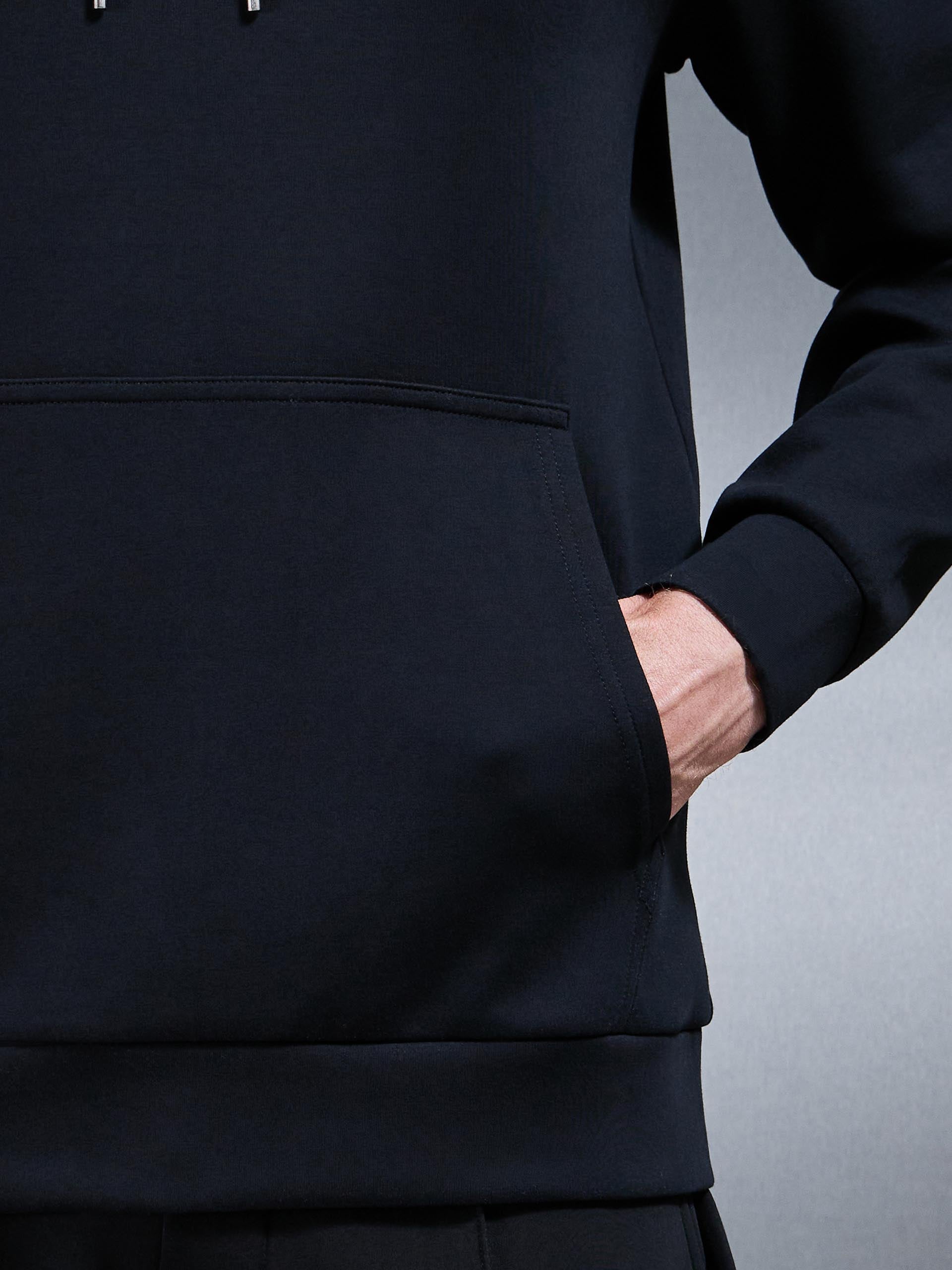 Interlock Jersey Hoodie in Black